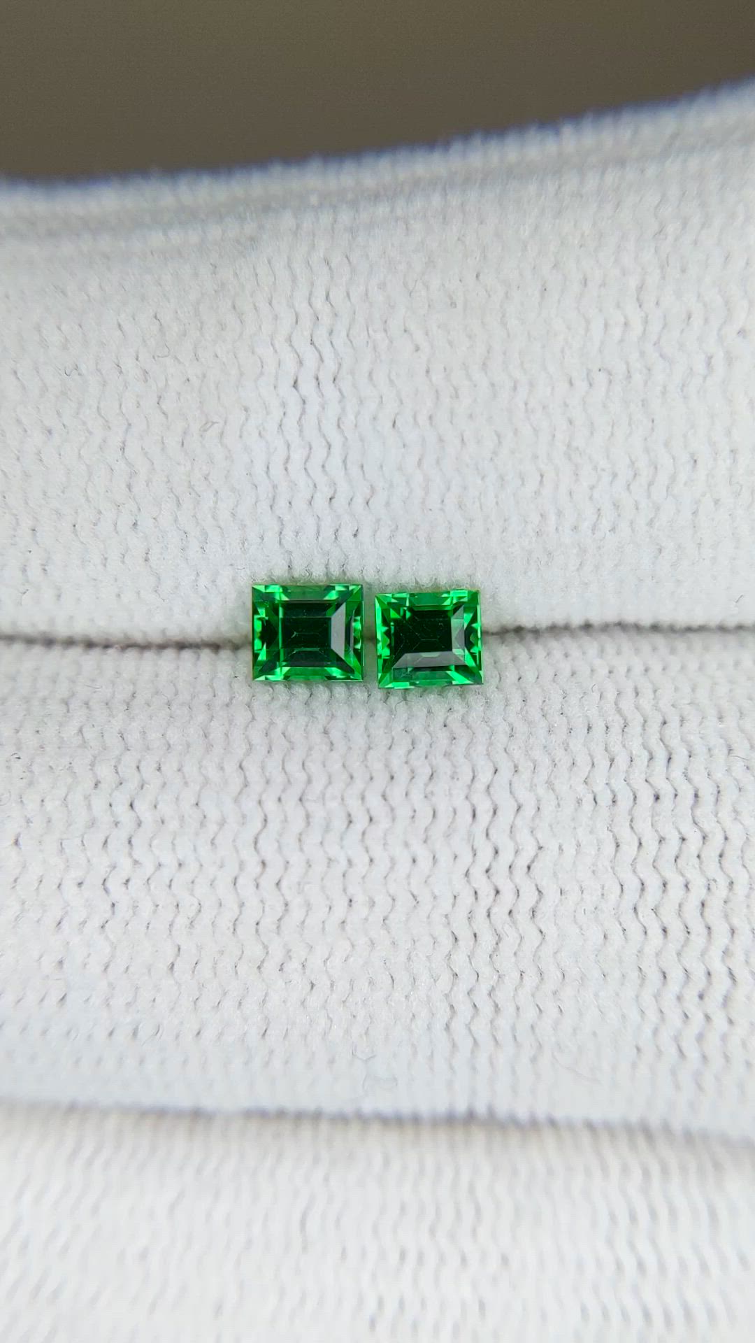 0.72 Ct.Tw.Total Carat Weight Tsavorite Garnet Pair from Tanzania Size Video