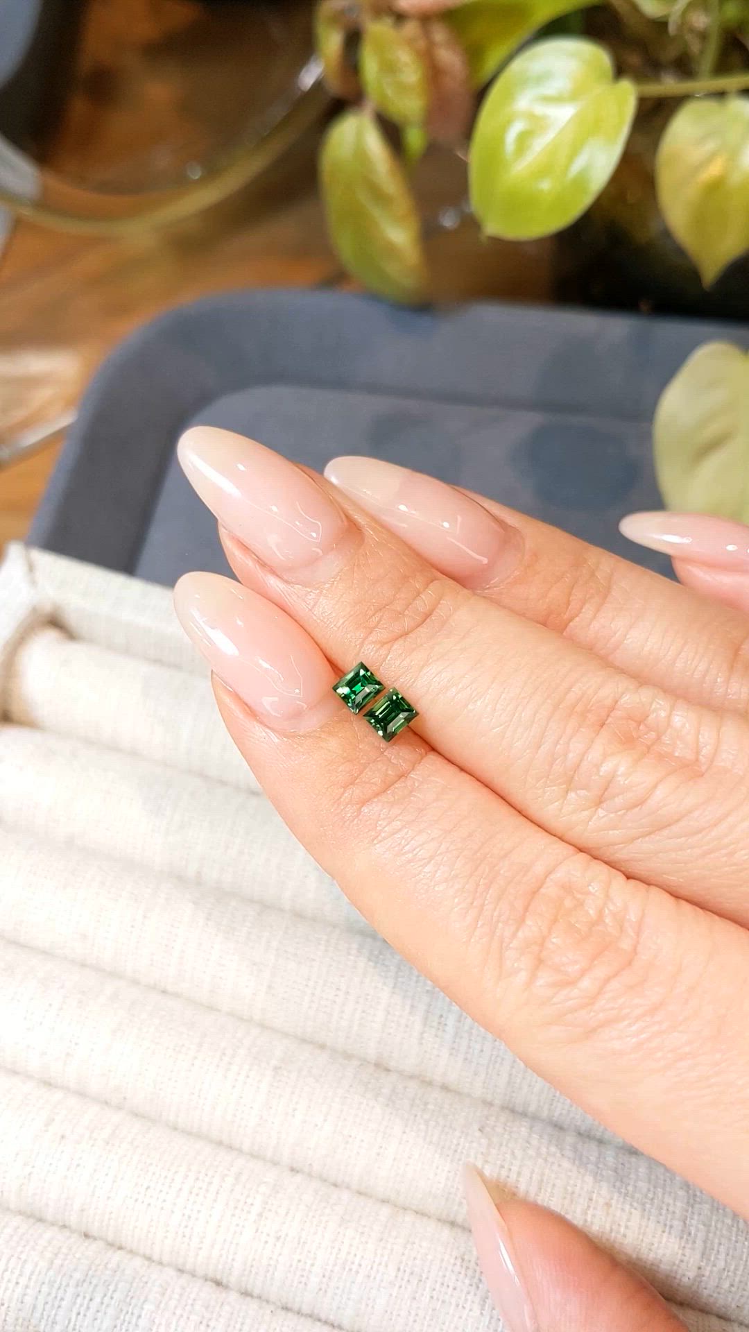 0.72 Ct.Tw.Total Carat Weight Tsavorite Garnet Pair from Tanzania Size Video