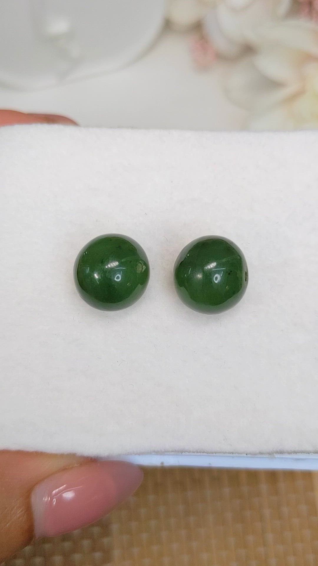 25.52 Ct.Tw.Total Carat Weight Green Jade Pair from Burma (Myanmar) Size Video