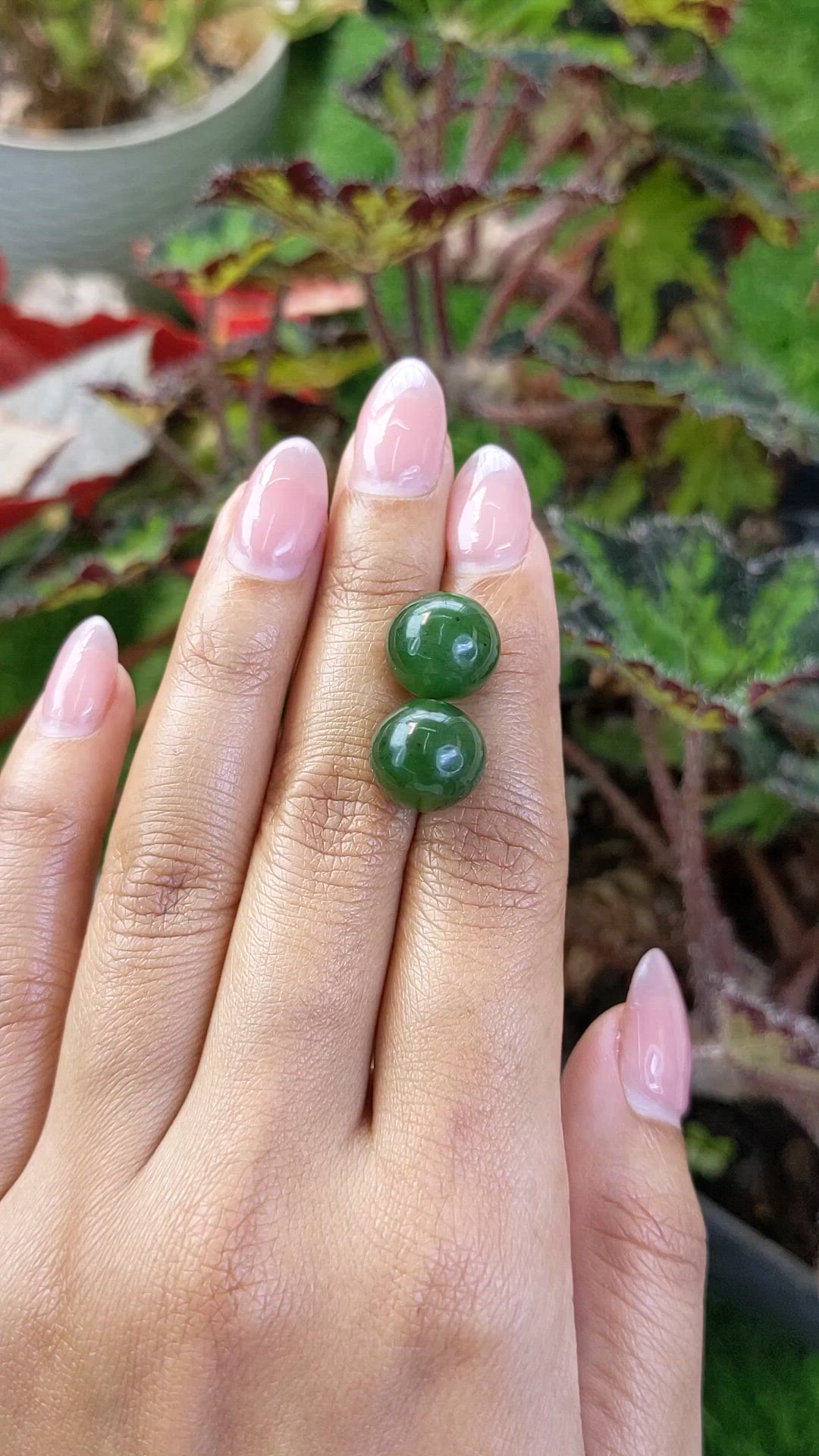 25.52 Ct.Tw.Total Carat Weight Green Jade Pair from Burma (Myanmar) Size Video