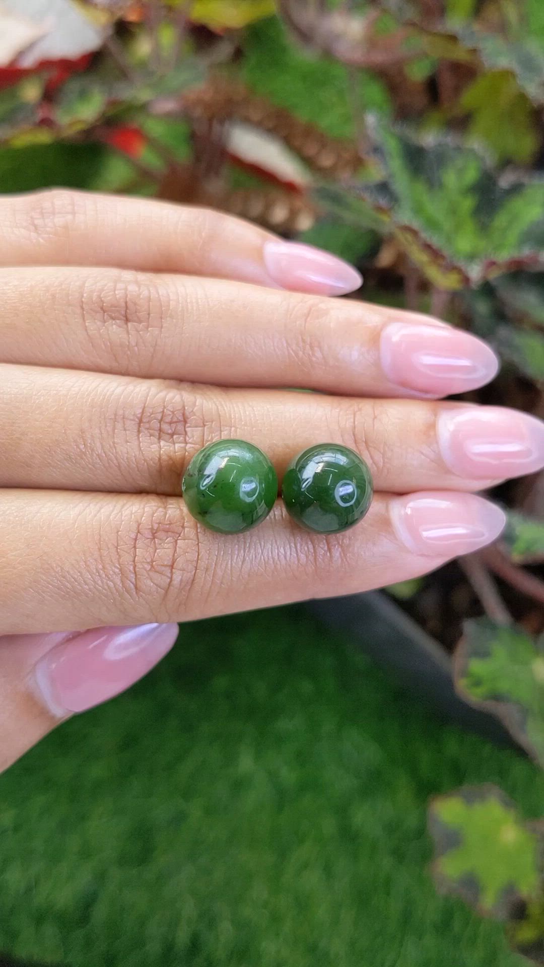 28.21 Ct.Tw.Total Carat Weight Green Jade Pair from Burma (Myanmar) Size Video