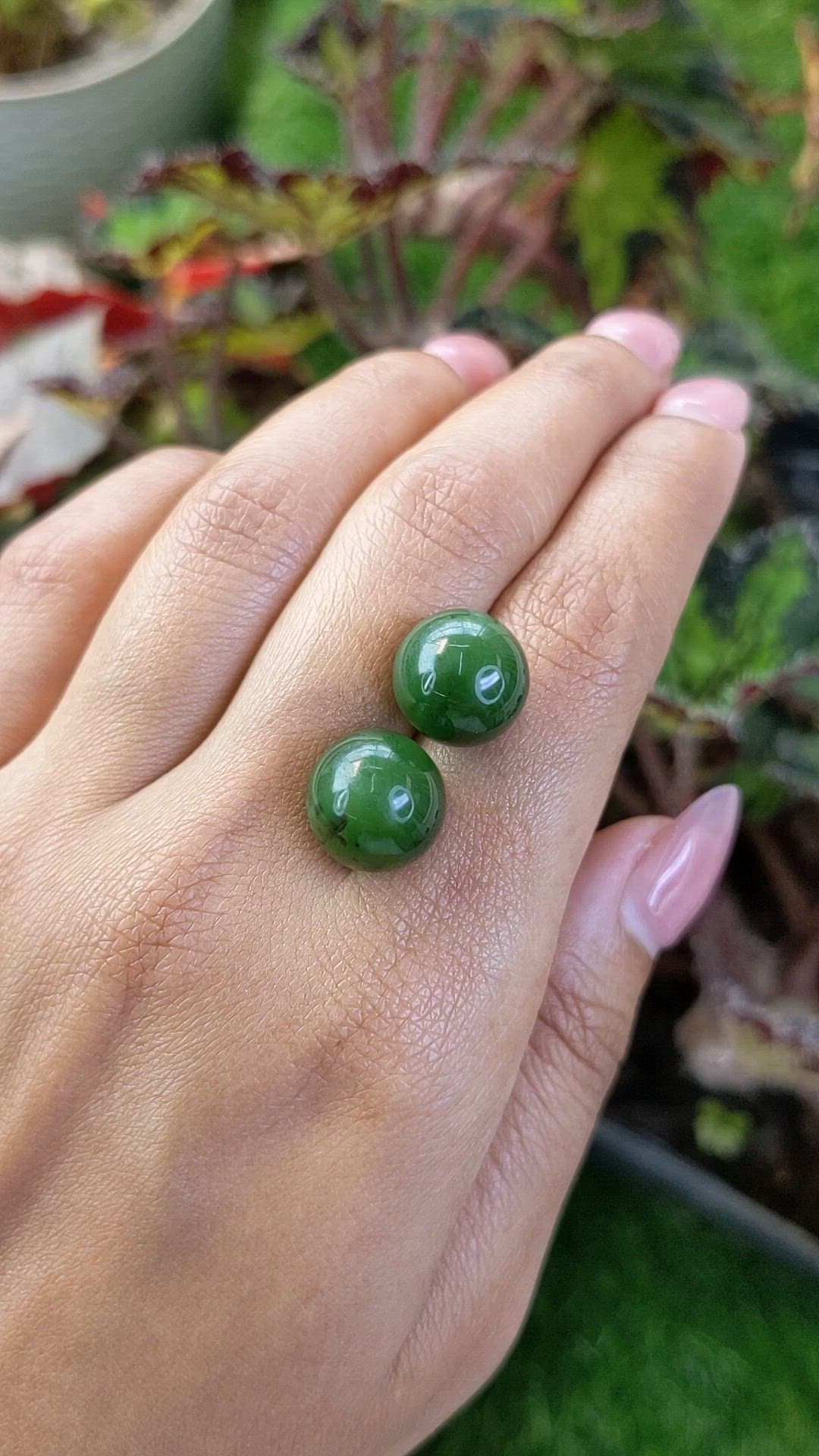 28.21 Ct.Tw.Total Carat Weight Green Jade Pair from Burma (Myanmar) Size Video