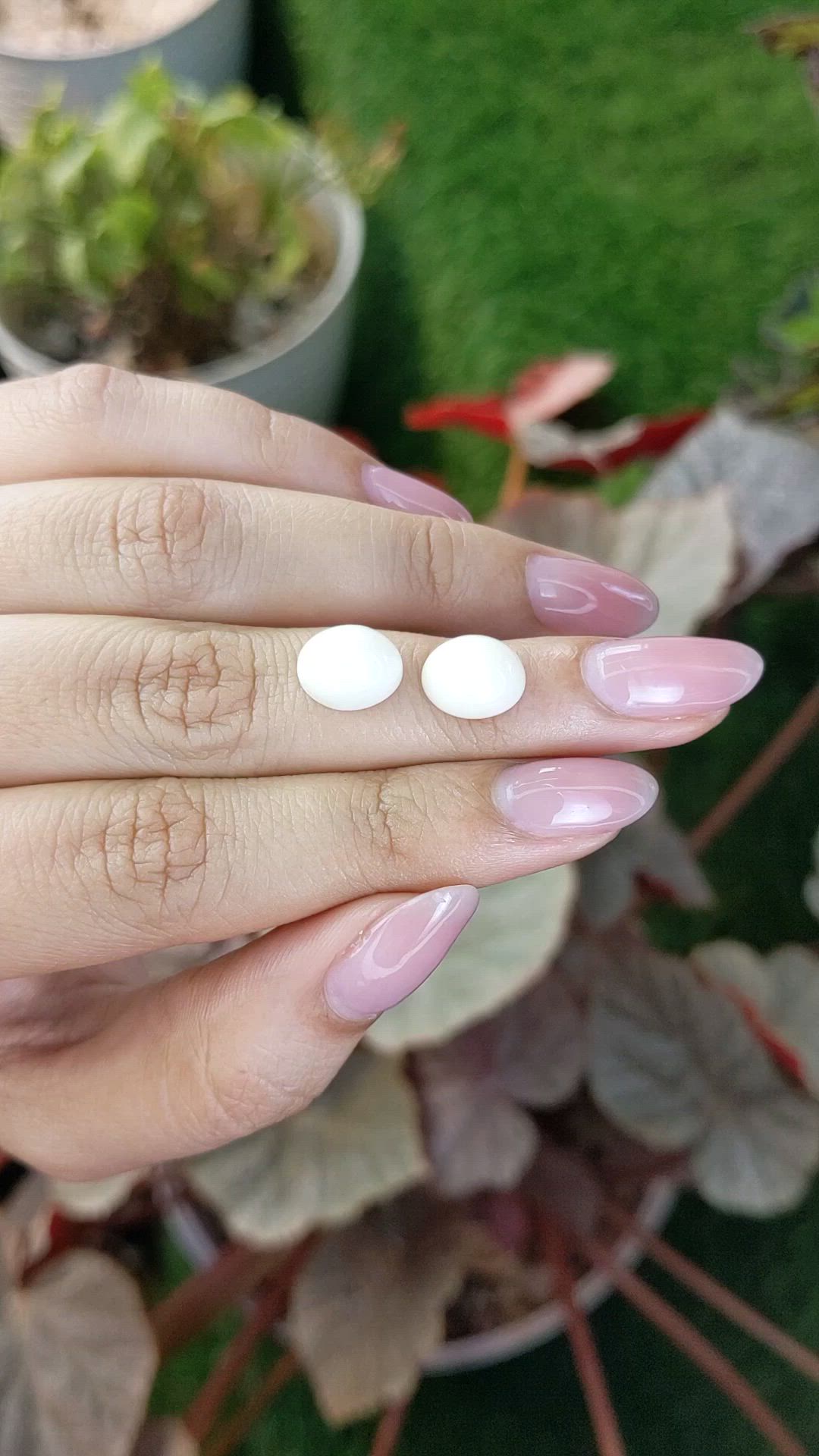 6.29&nbsp;Ct.Tw.Total Carat Weight Salmon and White Cabochon Coral Pair from Italy Size Video