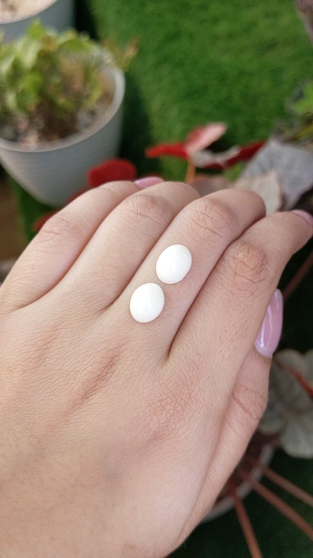 7.22&nbsp;Ct.Tw.Total Carat Weight Salmon and White Cabochon Coral Pair from Italy Size Video
