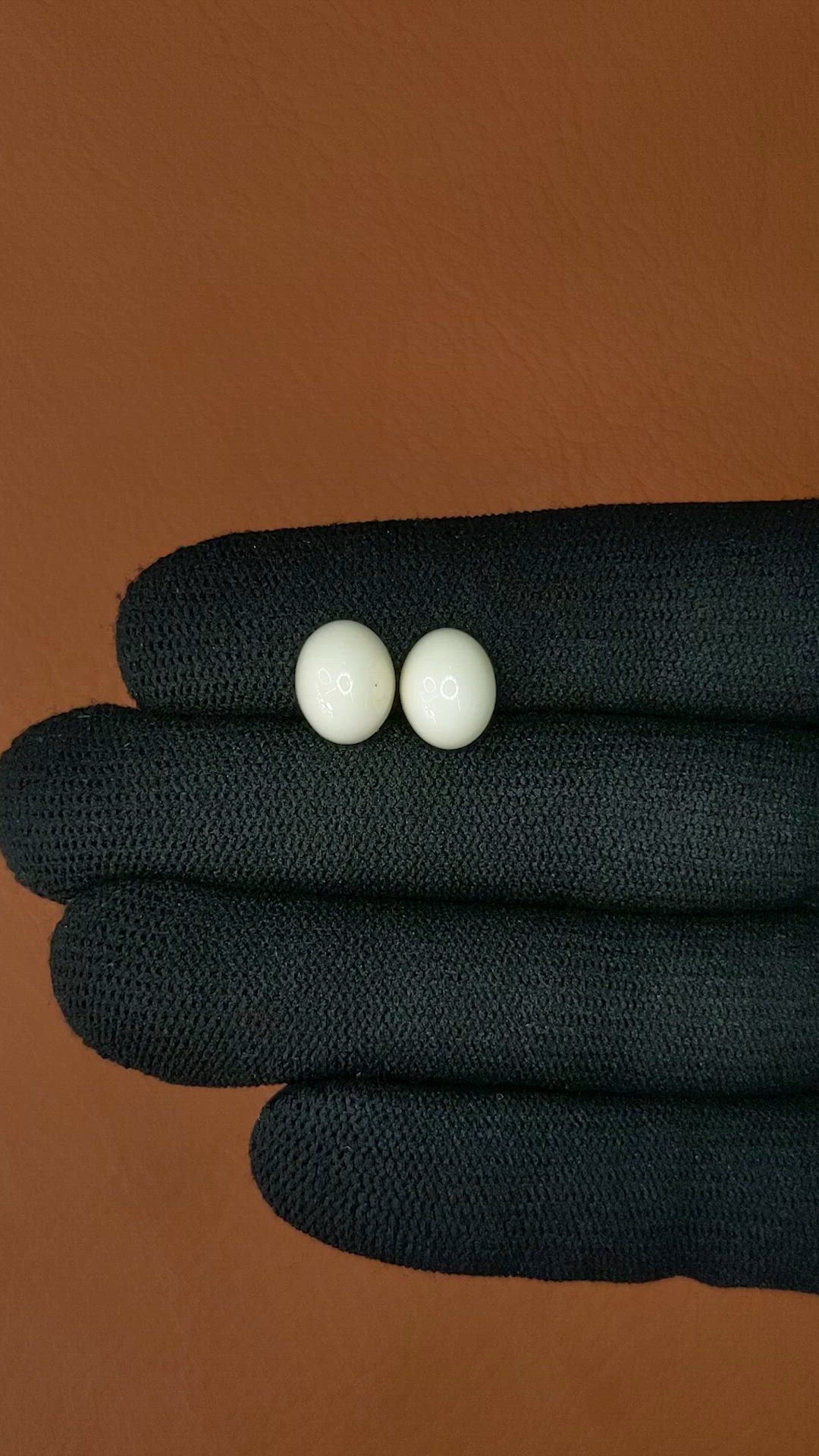 6.72&nbsp;Ct.Tw.Total Carat Weight Salmon and White Cabochon Coral Pair from Italy Size Video