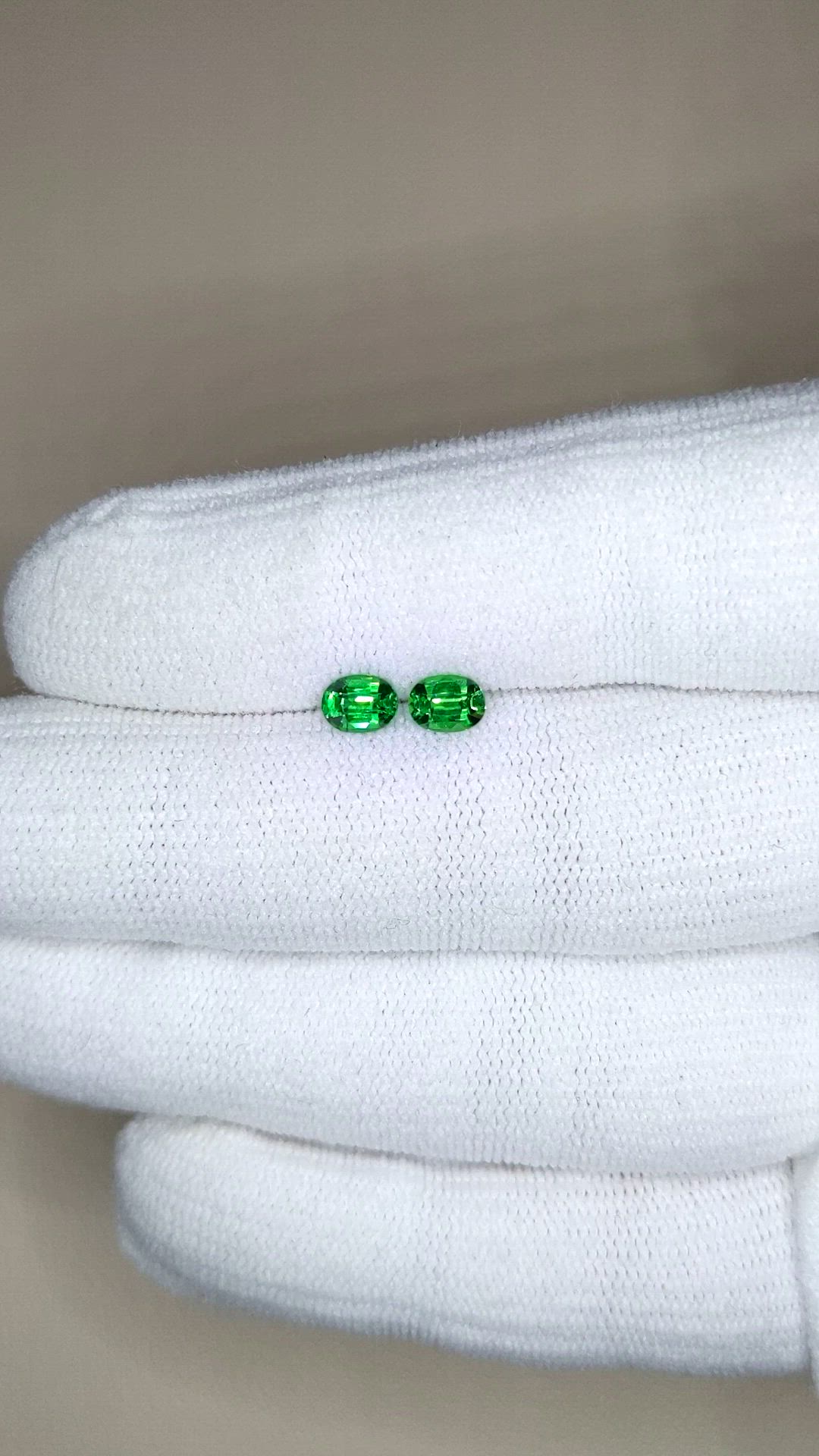 0.85 Ct.Tw.Total Carat Weight Tsavorite Garnet Pair from Tanzania Size Video
