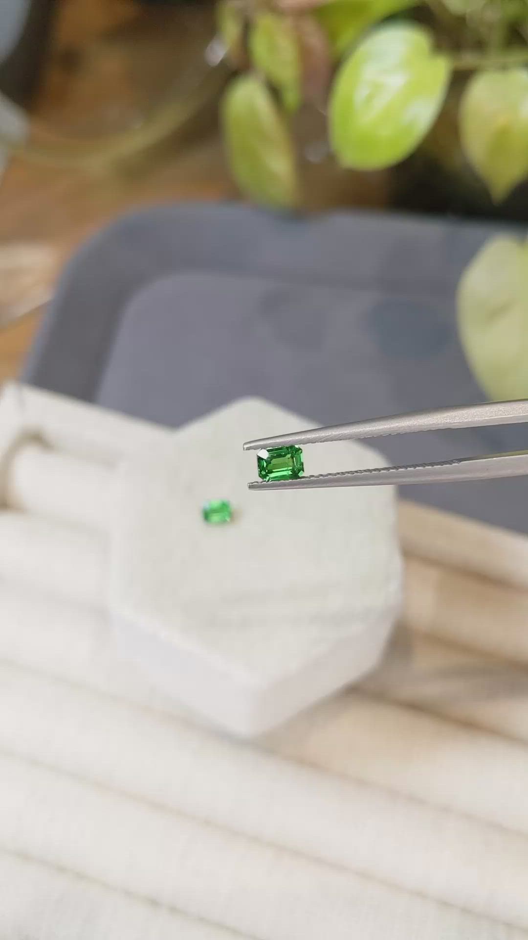 0.73&nbsp;Ct.Tw.Total Carat Weight Tsavorite Garnet Pair from Tanzania Size Video