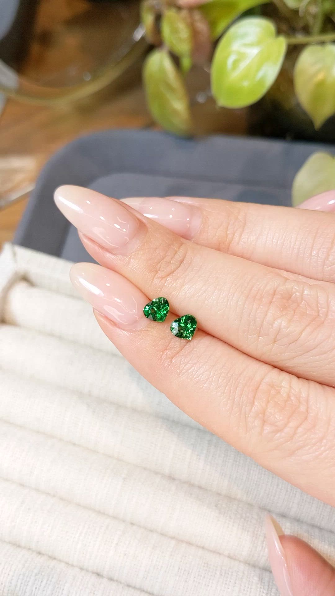 1.01&nbsp;Ct.Tw.Total Carat Weight Tsavorite Garnet Pair from Tanzania Size Video