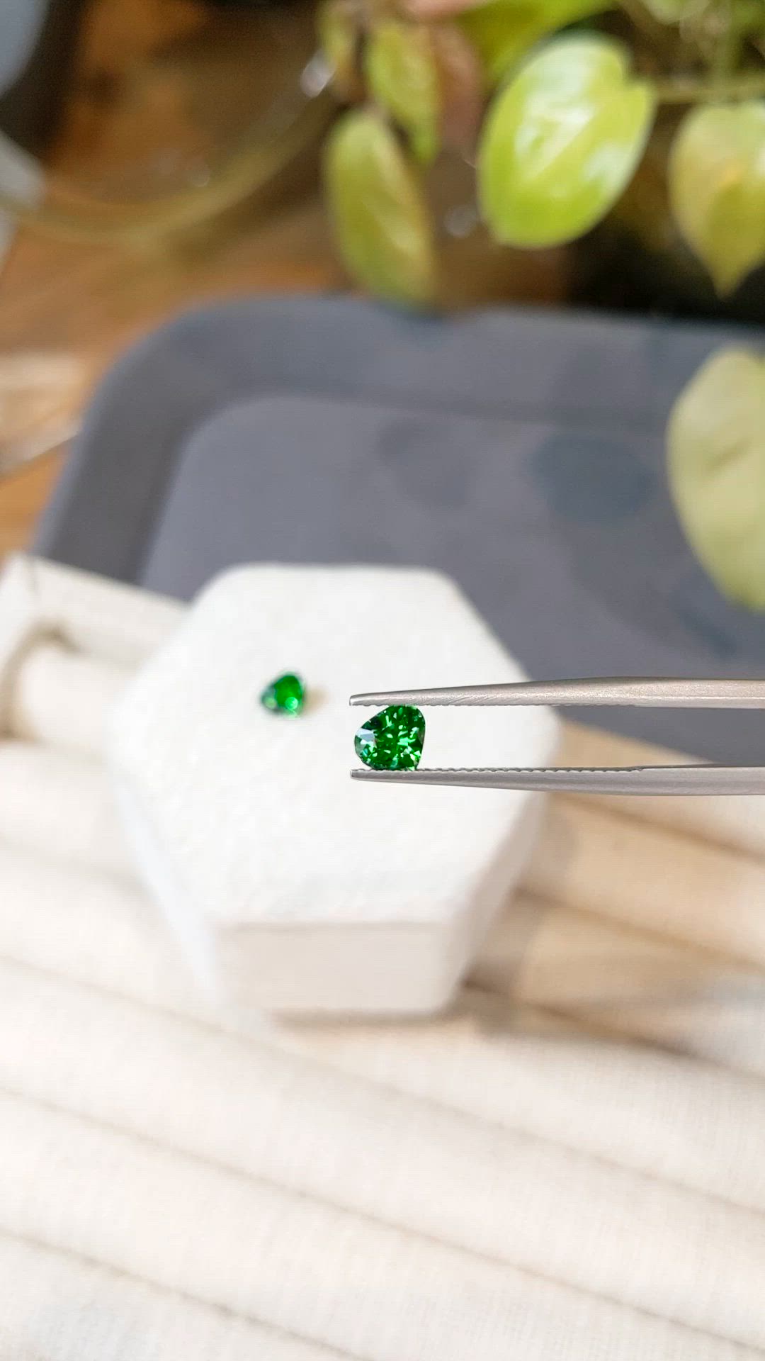 1.01&nbsp;Ct.Tw.Total Carat Weight Tsavorite Garnet Pair from Tanzania Size Video
