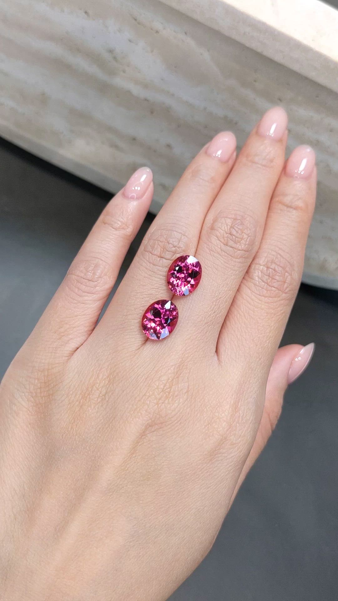7.12&nbsp;Ct.Tw.Total Carat Weight Pink Tourmaline Pair from Brazil Size Video