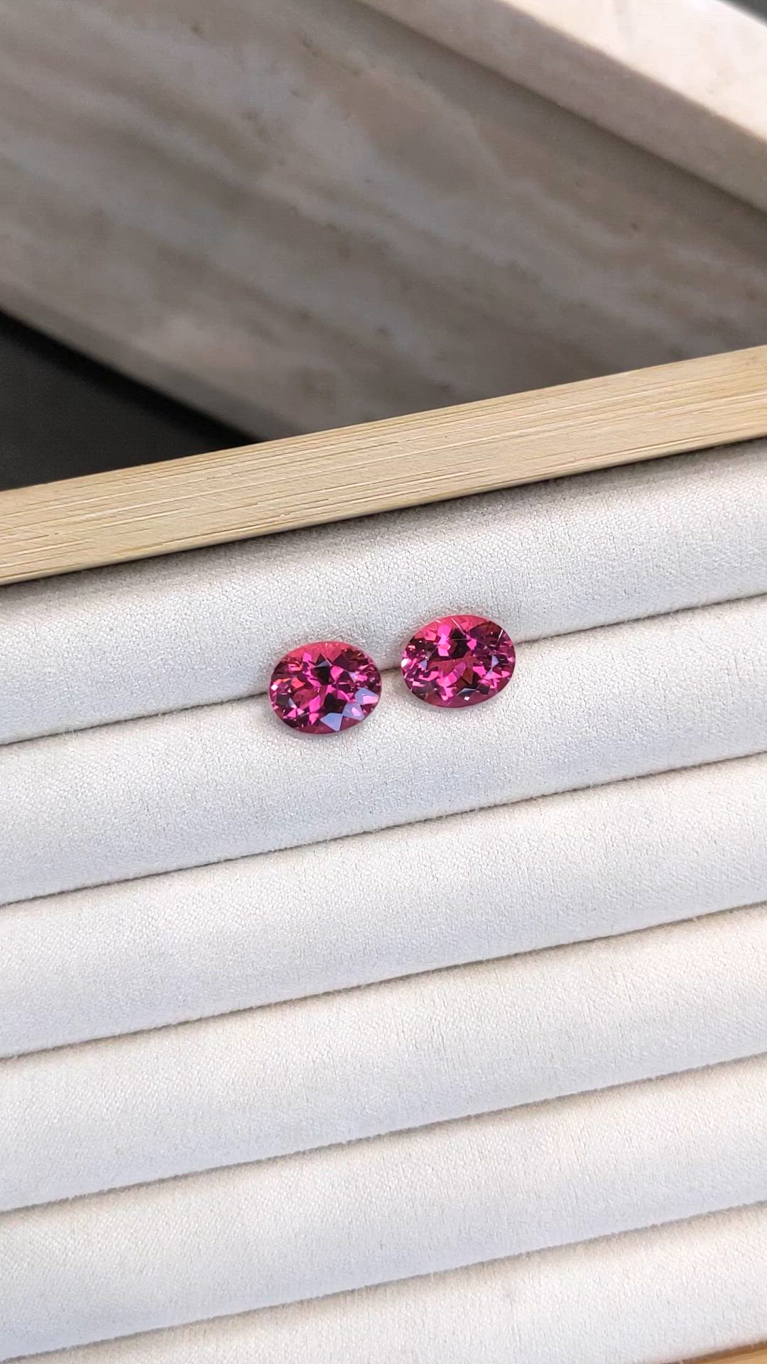 7.12&nbsp;Ct.Tw.Total Carat Weight Pink Tourmaline Pair from Brazil Size Video