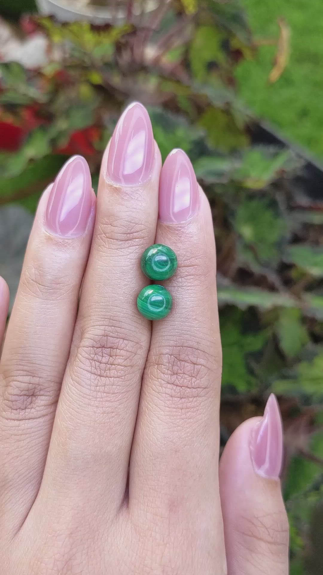 8.71&nbsp;Ct.Tw.Total Carat Weight Malachite Pair from Madagascar Size Video