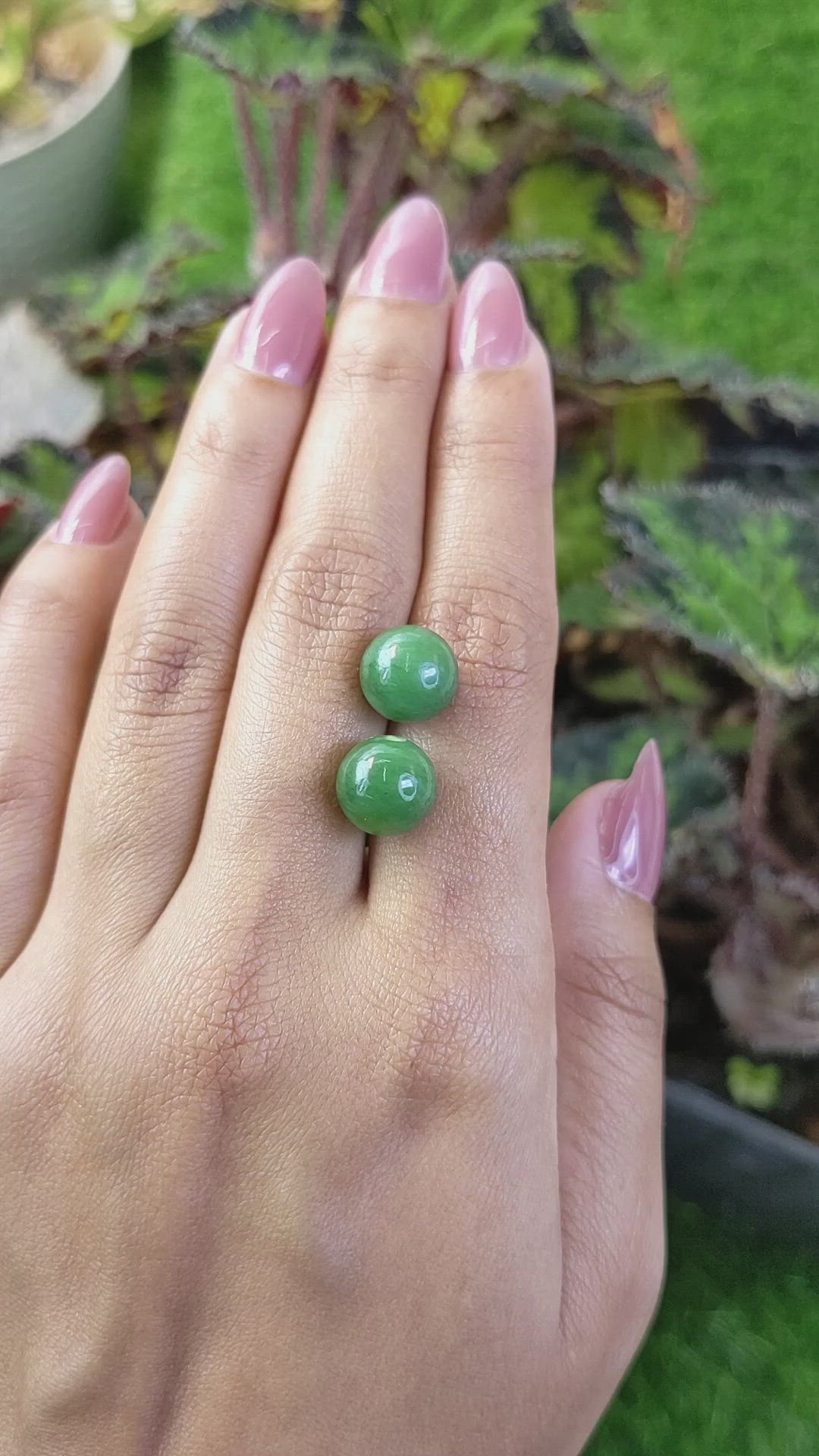 15.54&nbsp;Ct.Tw.Total Carat Weight Green Jade Pair from Burma (Myanmar) Size Video
