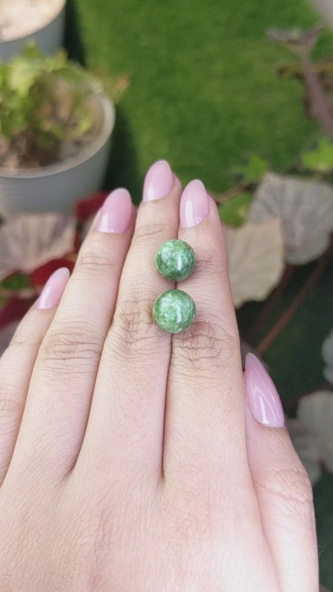 15.00 Ct.Tw.Total Carat Weight Green Jade Pair from Burma (Myanmar) Size Video