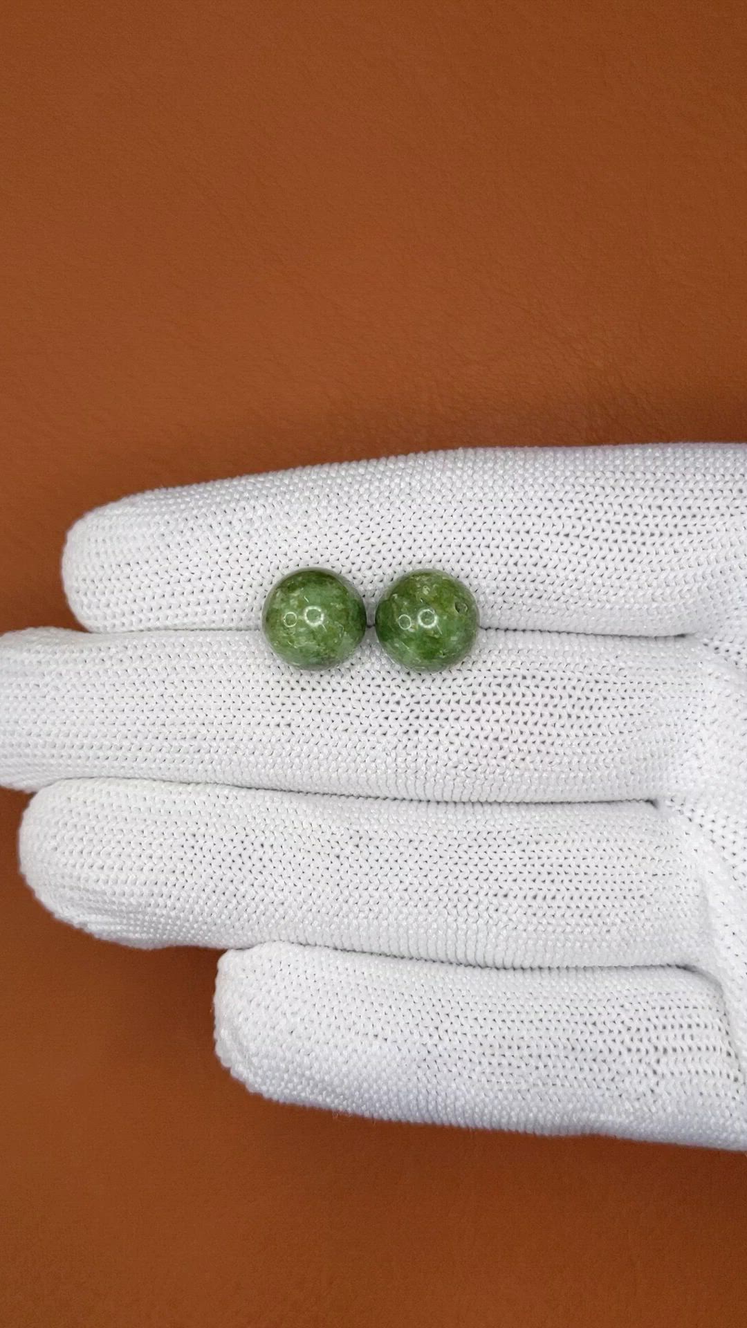 15.00 Ct.Tw.Total Carat Weight Green Jade Pair from Burma (Myanmar) Size Video