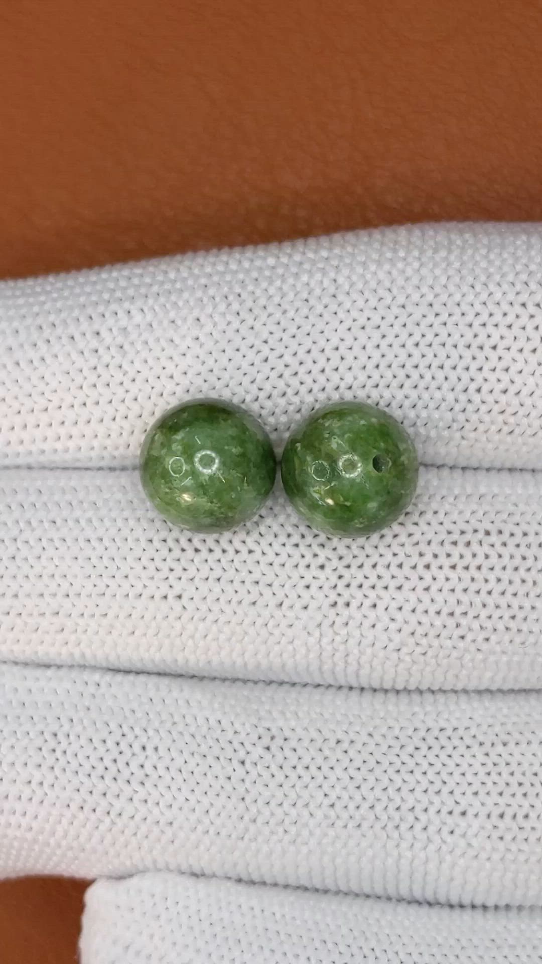 15.00 Ct.Tw.Total Carat Weight Green Jade Pair from Burma (Myanmar) Size Video