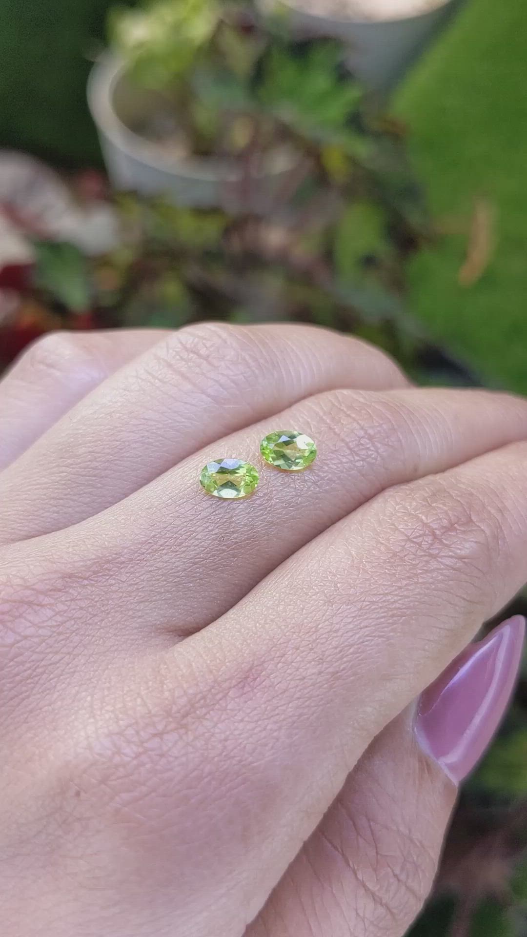 1.01&nbsp;Ct.Tw.Total Carat Weight Yellowish Green Peridot Pair from Ceylon (Sri Lanka) Size Video