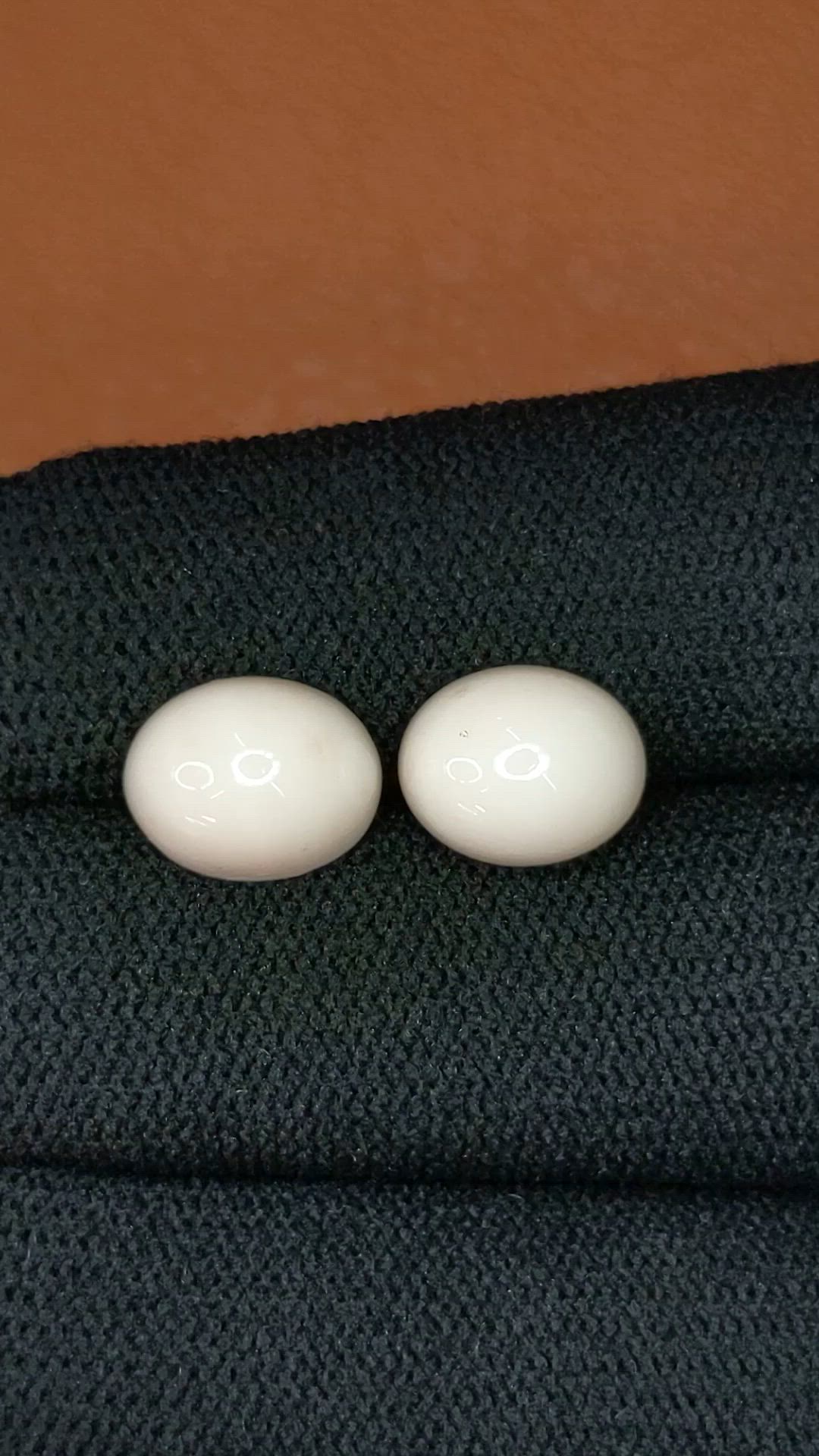6.81&nbsp;Ct.Tw.Total Carat Weight Salmon and White Cabochon Coral Pair from Italy Size Video