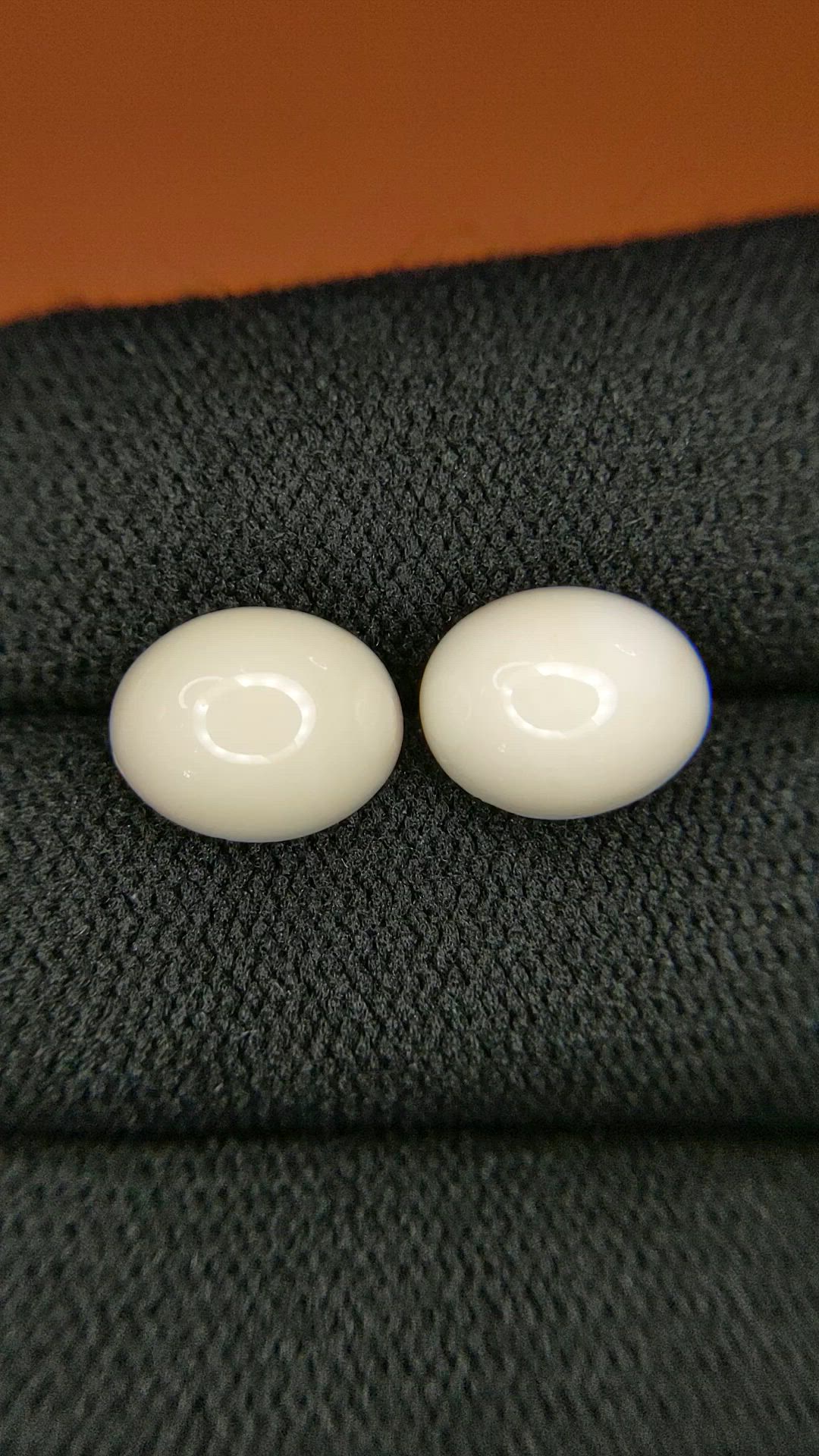 6.55&nbsp;Ct.Tw.Total Carat Weight Salmon and White Cabochon Coral Pair from Italy Size Video