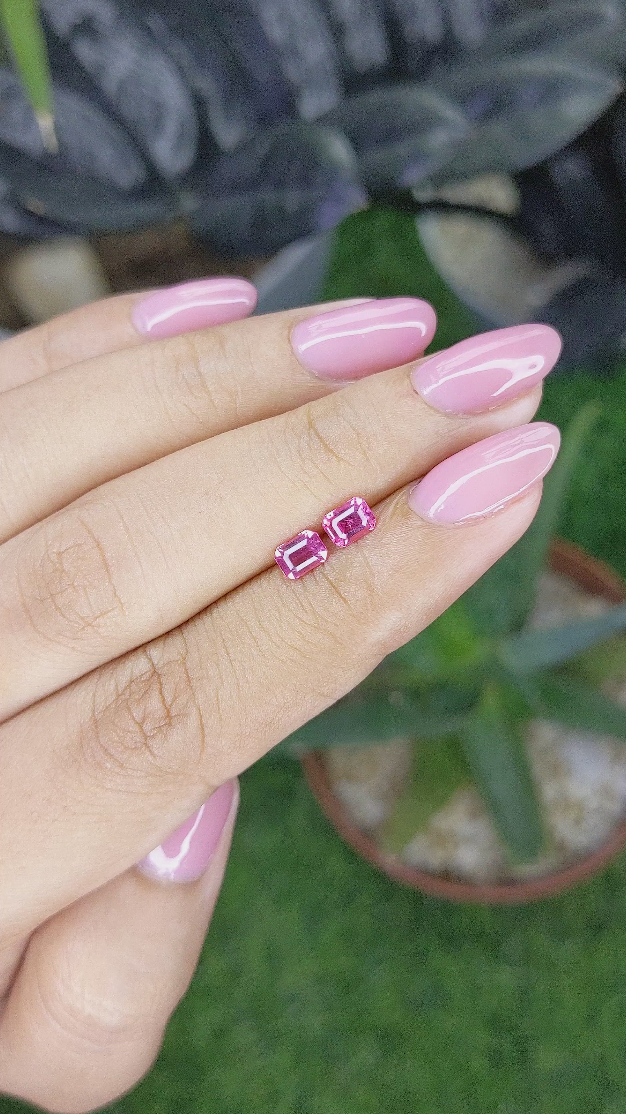 0.84&nbsp;Ct.Tw.Total Carat Weight Pink Spinel Pair from Tanzania Size Video