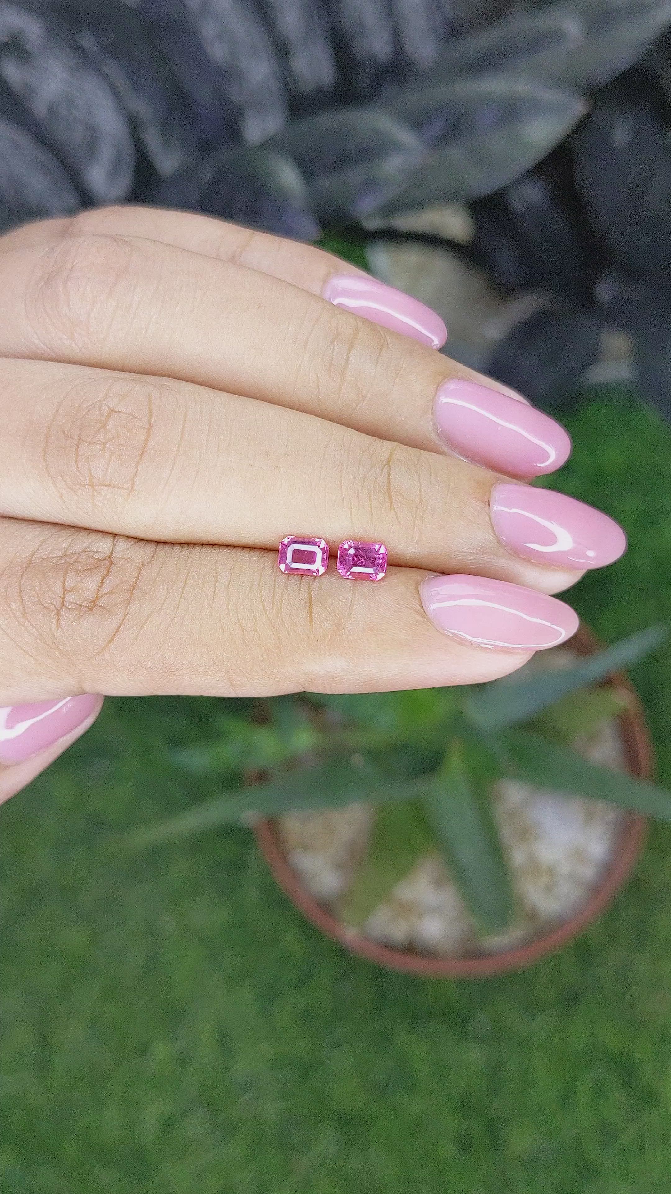 0.84&nbsp;Ct.Tw.Total Carat Weight Pink Spinel Pair from Tanzania Size Video