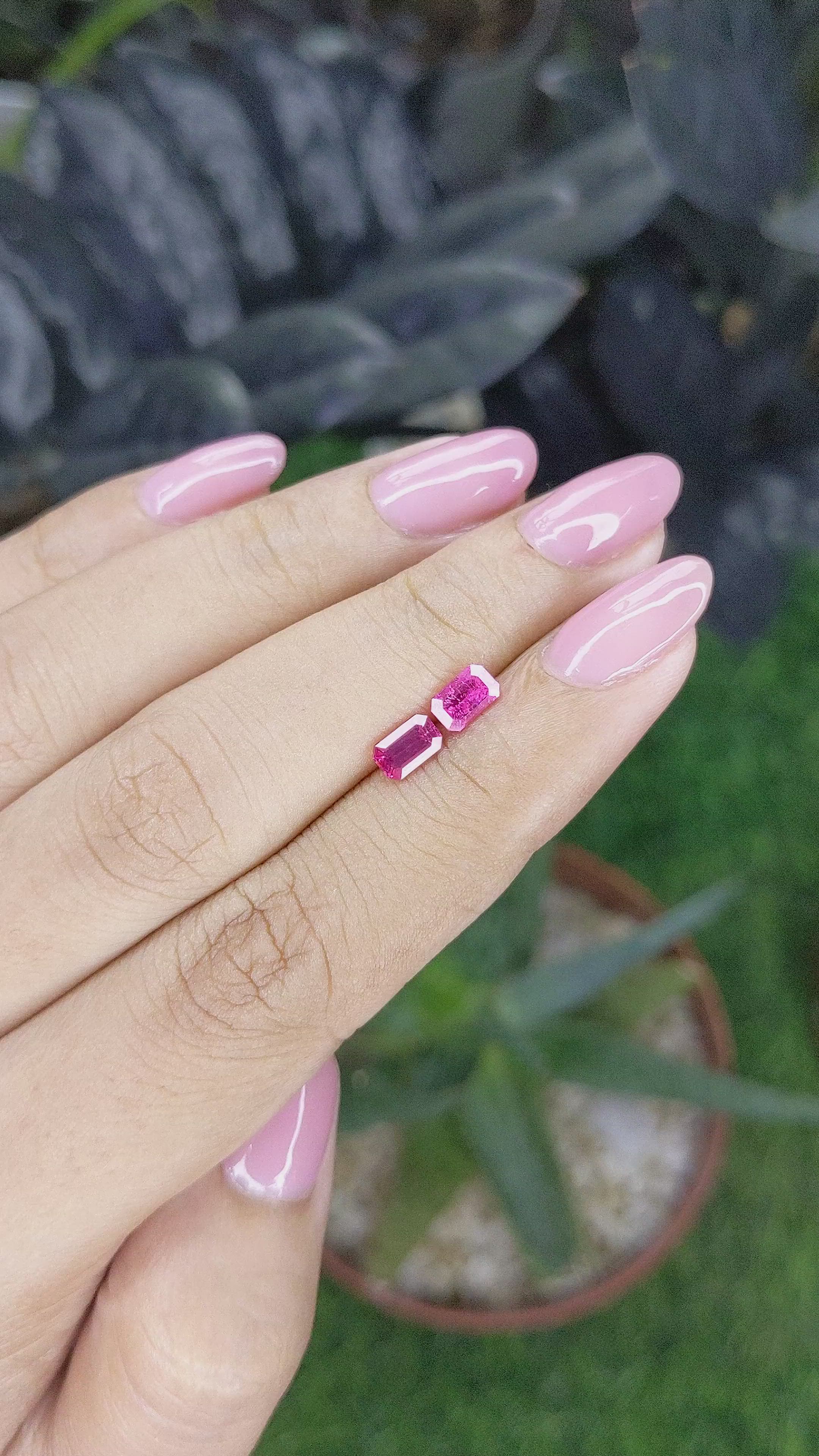 1.04 Ct.Tw.Total Carat Weight Pink Spinel Pair from Tanzania Size Video