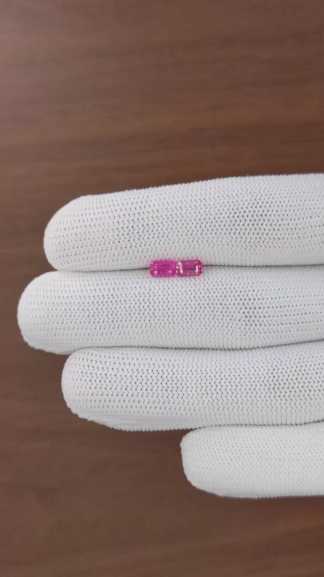 1.04 Ct.Tw.Total Carat Weight Pink Spinel Pair from Tanzania Size Video