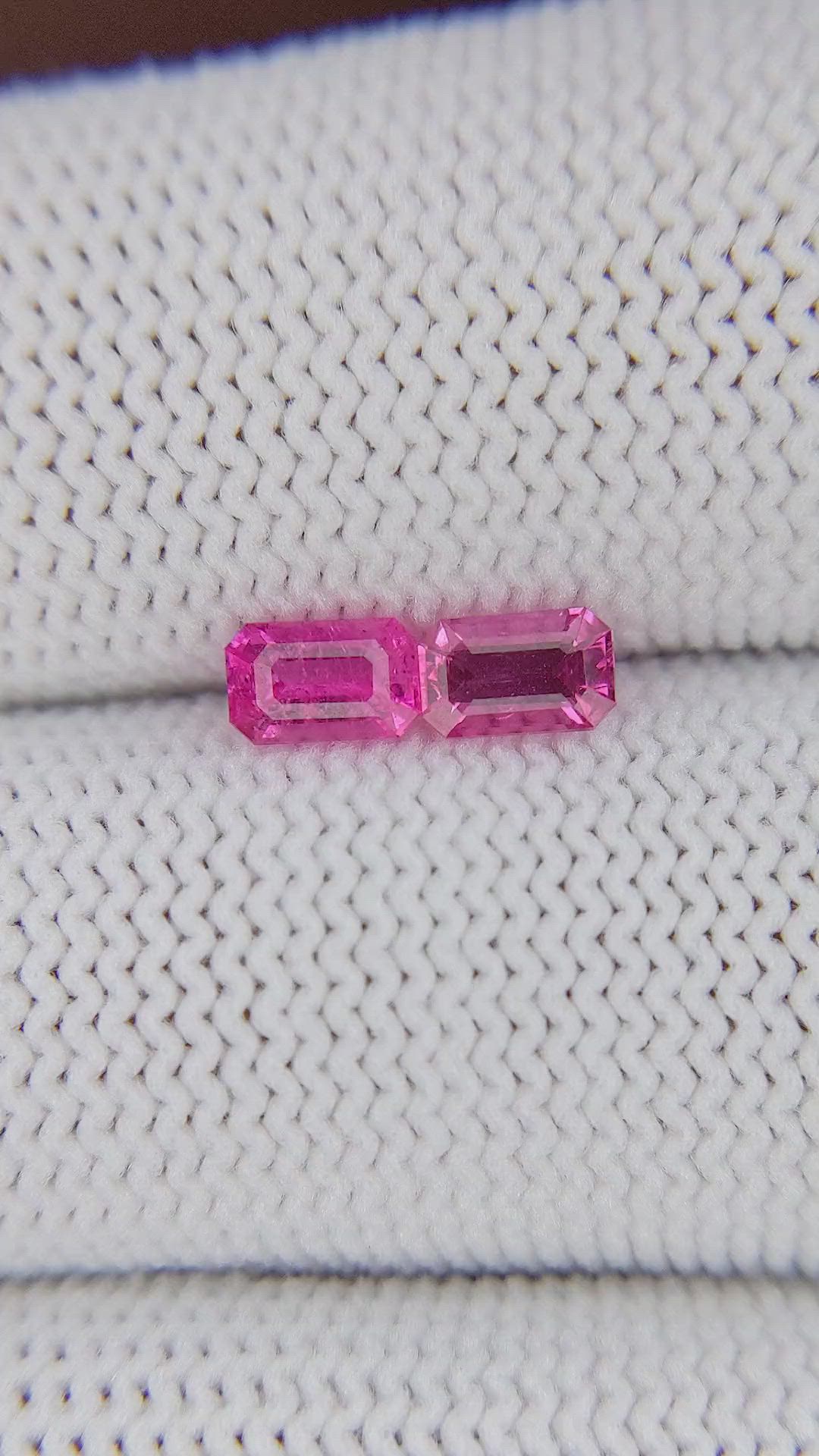 1.04 Ct.Tw.Total Carat Weight Pink Spinel Pair from Tanzania Size Video