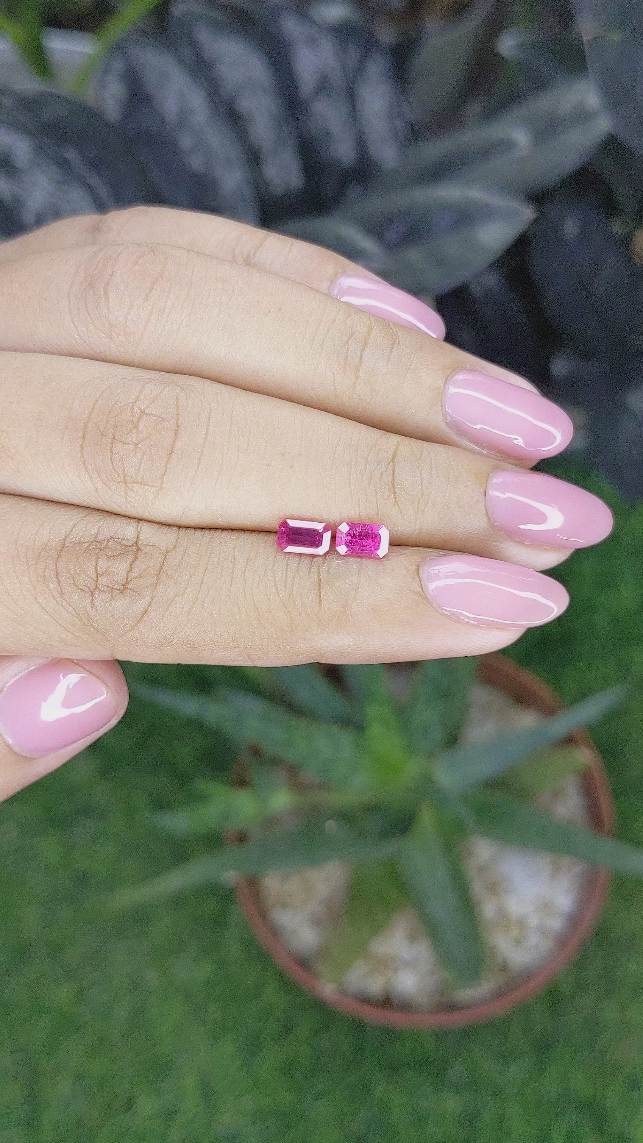 1.04 Ct.Tw.Total Carat Weight Pink Spinel Pair from Tanzania Size Video