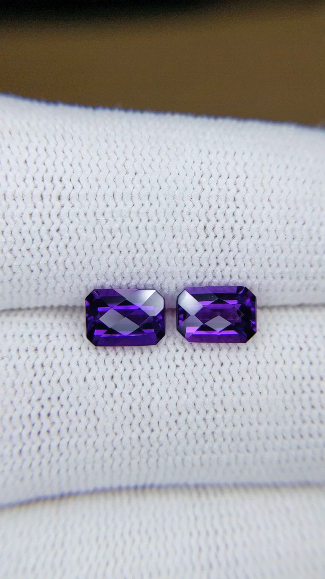 1.95 Ct.Tw.Total Carat Weight Purple Amethyst Pair from Brazil Size Video