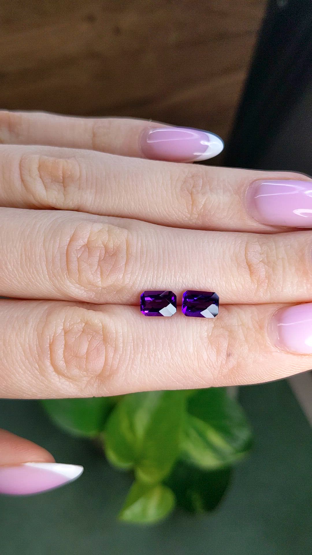 1.95 Ct.Tw.Total Carat Weight Purple Amethyst Pair from Brazil Size Video