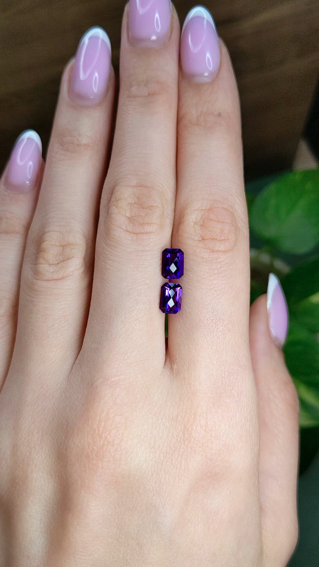 1.95 Ct.Tw.Total Carat Weight Purple Amethyst Pair from Brazil Size Video