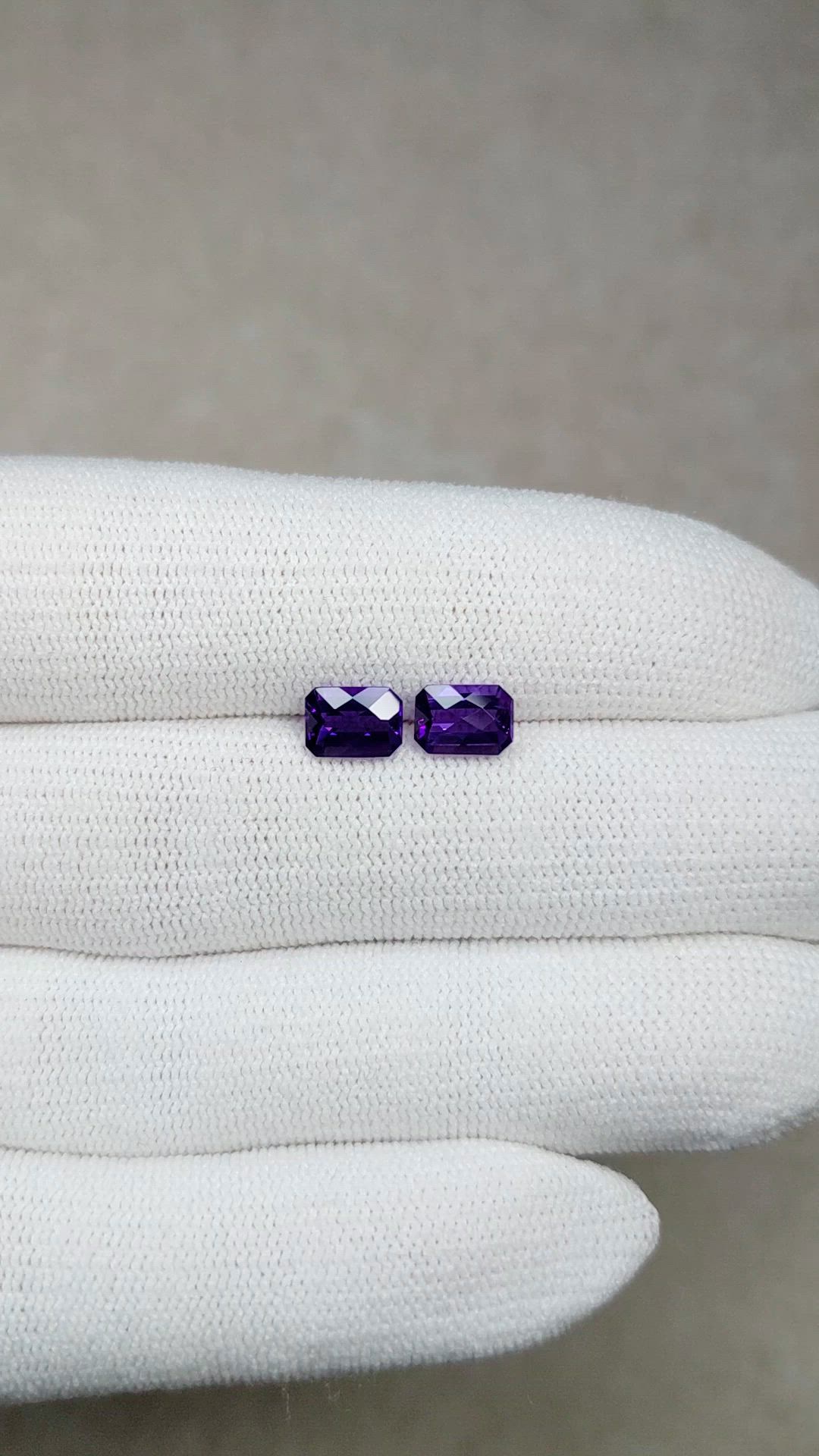 1.95 Ct.Tw.Total Carat Weight Purple Amethyst Pair from Brazil Size Video
