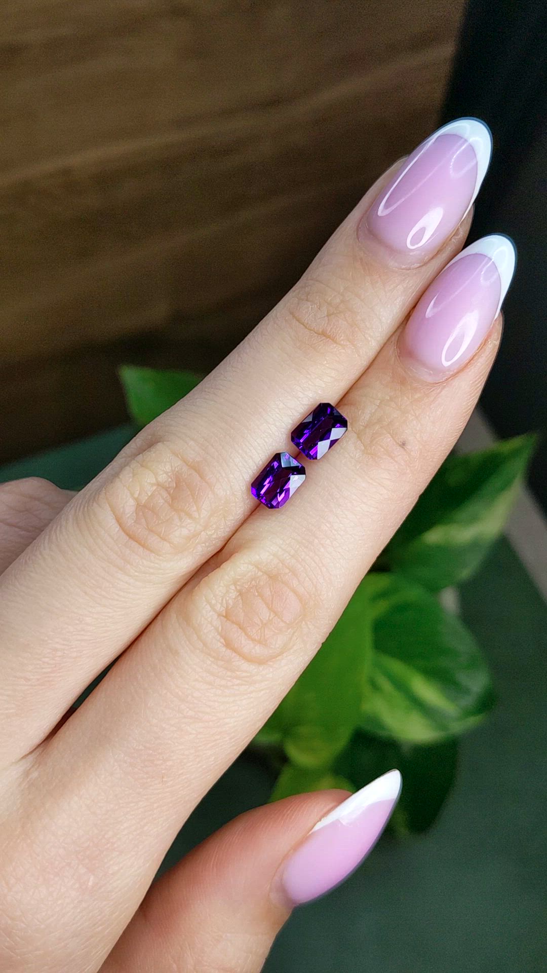 1.95 Ct.Tw.Total Carat Weight Purple Amethyst Pair from Brazil Size Video
