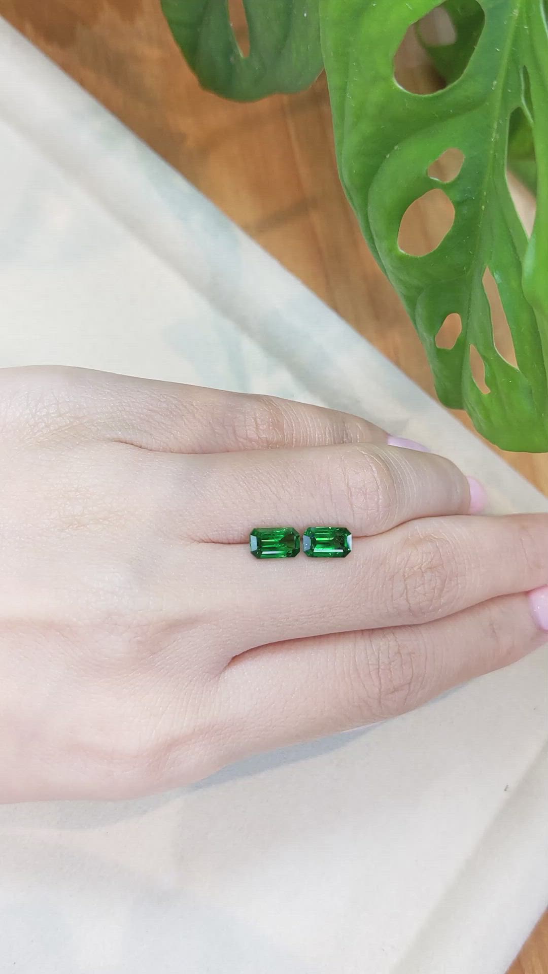 2.69 Ct.Tw.Total Carat Weight Tsavorite Garnet Pair from Madagascar Size Video