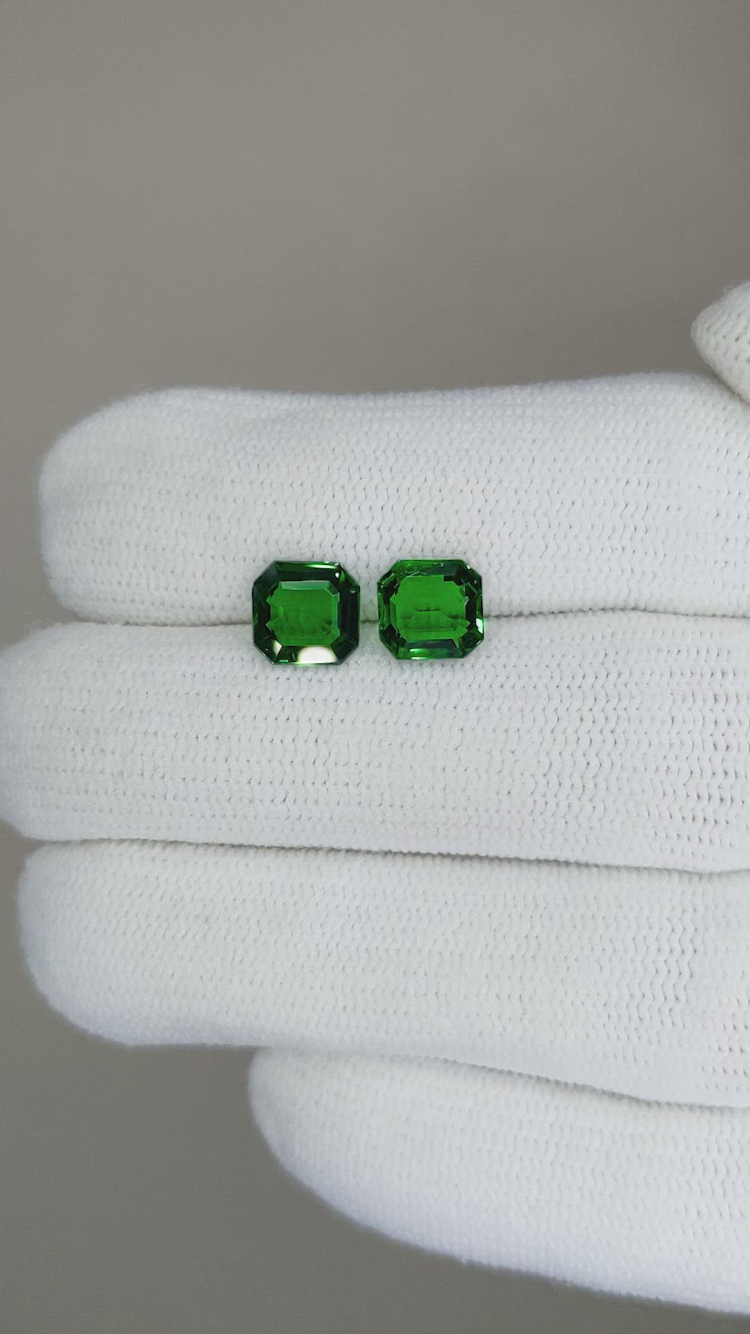 2.30 Ct.Tw.Total Carat Weight Tsavorite Garnet Pair from Madagascar Size Video