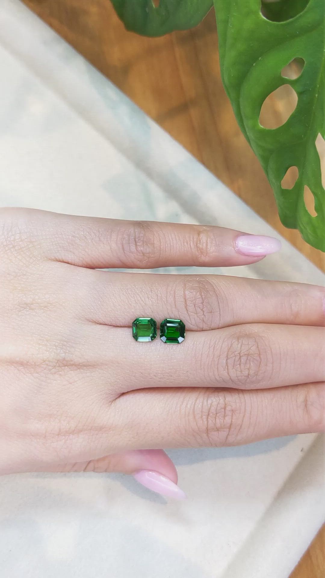 2.30 Ct.Tw.Total Carat Weight Tsavorite Garnet Pair from Madagascar Size Video