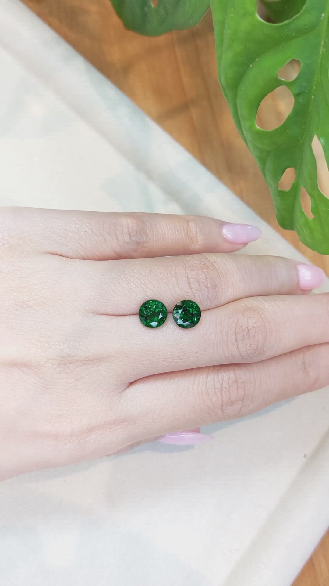 4.05 Ct.Tw.Total Carat Weight Tsavorite Garnet Pair from Madagascar Size Video