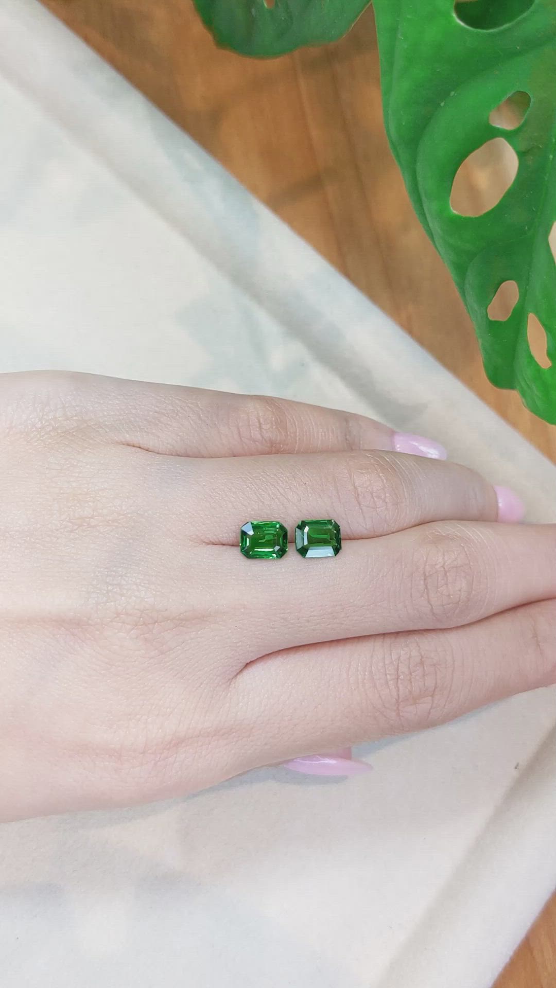 2.68 Ct.Tw.Total Carat Weight Tsavorite Garnet Pair from Madagascar Size Video