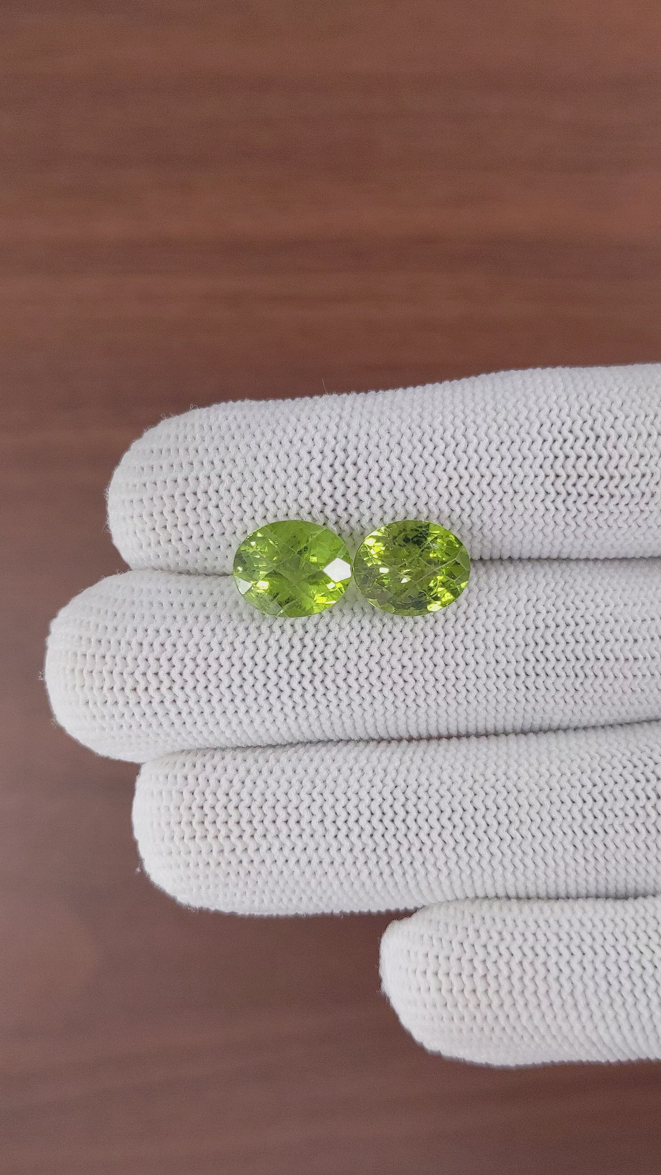 8.81&nbsp;Ct.Tw.Total Carat Weight Peridot Pair from Ceylon (Sri Lanka) Size Video
