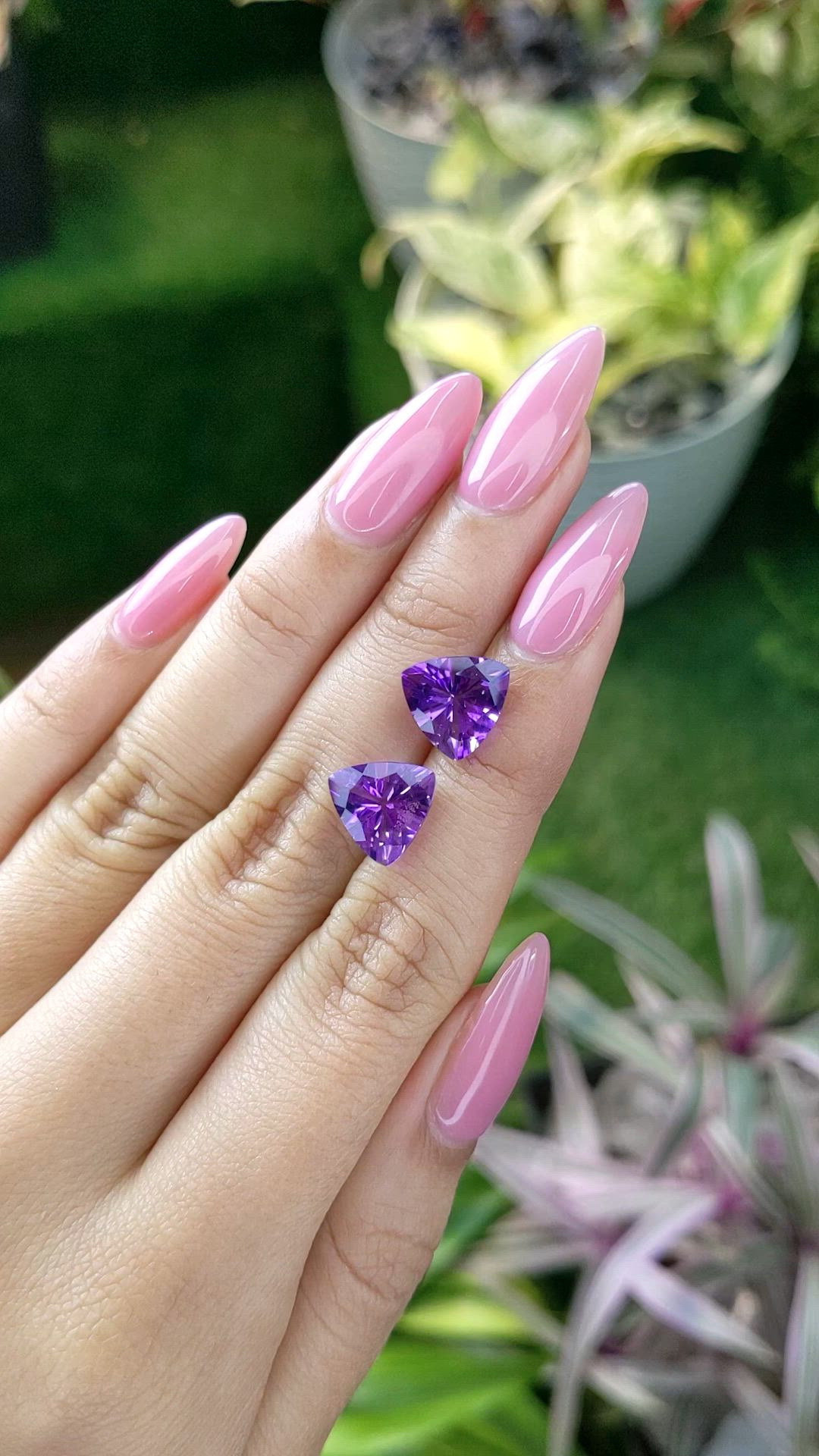 5.75 Ct.Tw.Total Carat Weight Amethyst Pair from Brazil Size Video