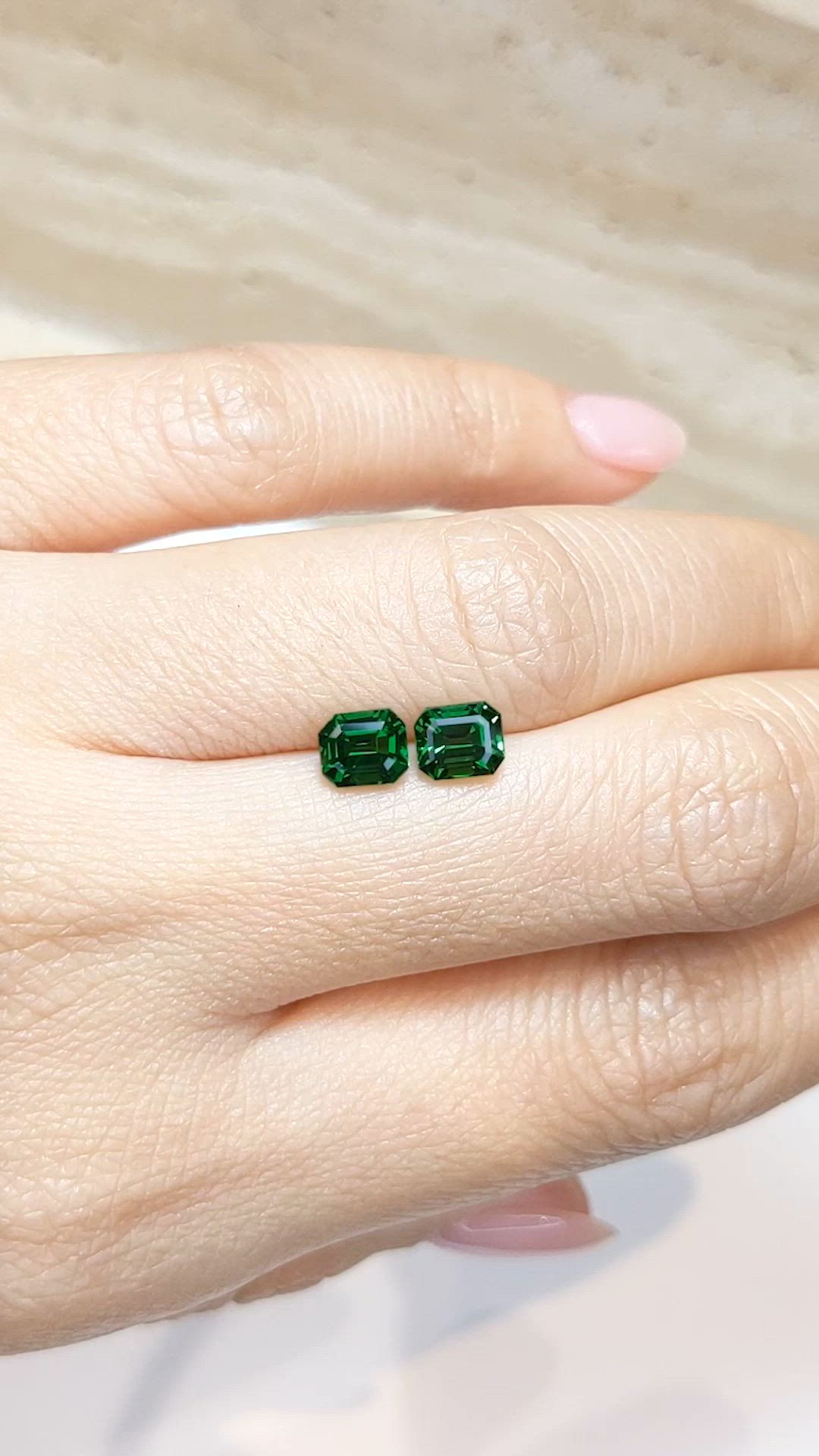 1.89&nbsp;Ct.Tw.Total Carat Weight Tsavorite Garnet Pair from Tanzania Size Video