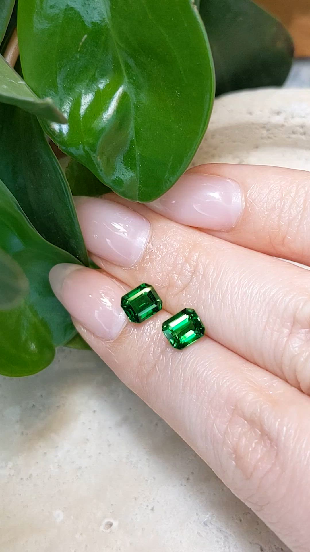 1.95&nbsp;Ct.Tw.Total Carat Weight Tsavorite Garnet Pair from Tanzania Size Video