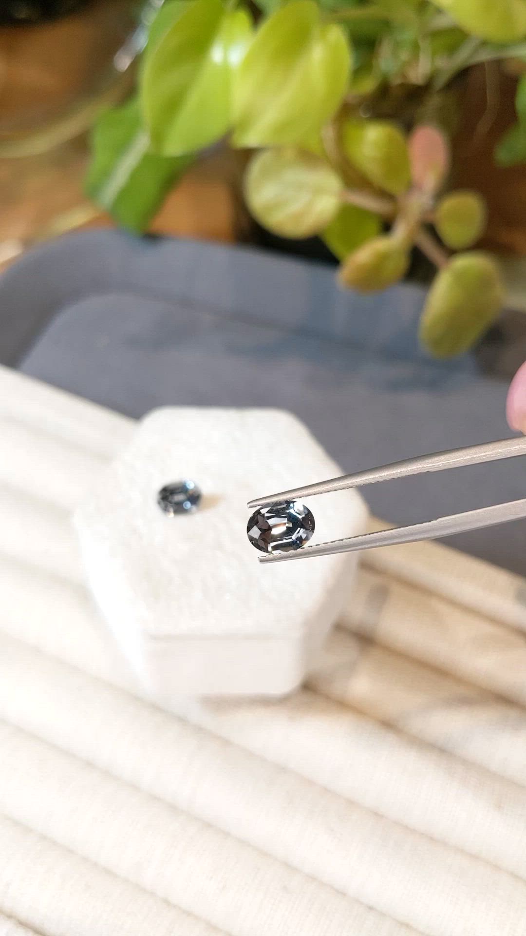 2.42&nbsp;Ct.Tw.Total Carat Weight Bluish Grey Spinel Pair from Tanzania Size Video