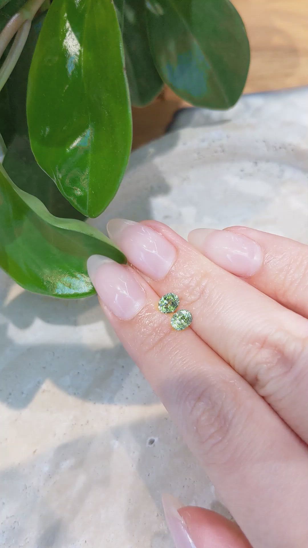 0.96 Ct.Tw.Total Carat Weight Demantoid Garnet Pair from Namibia Size Video