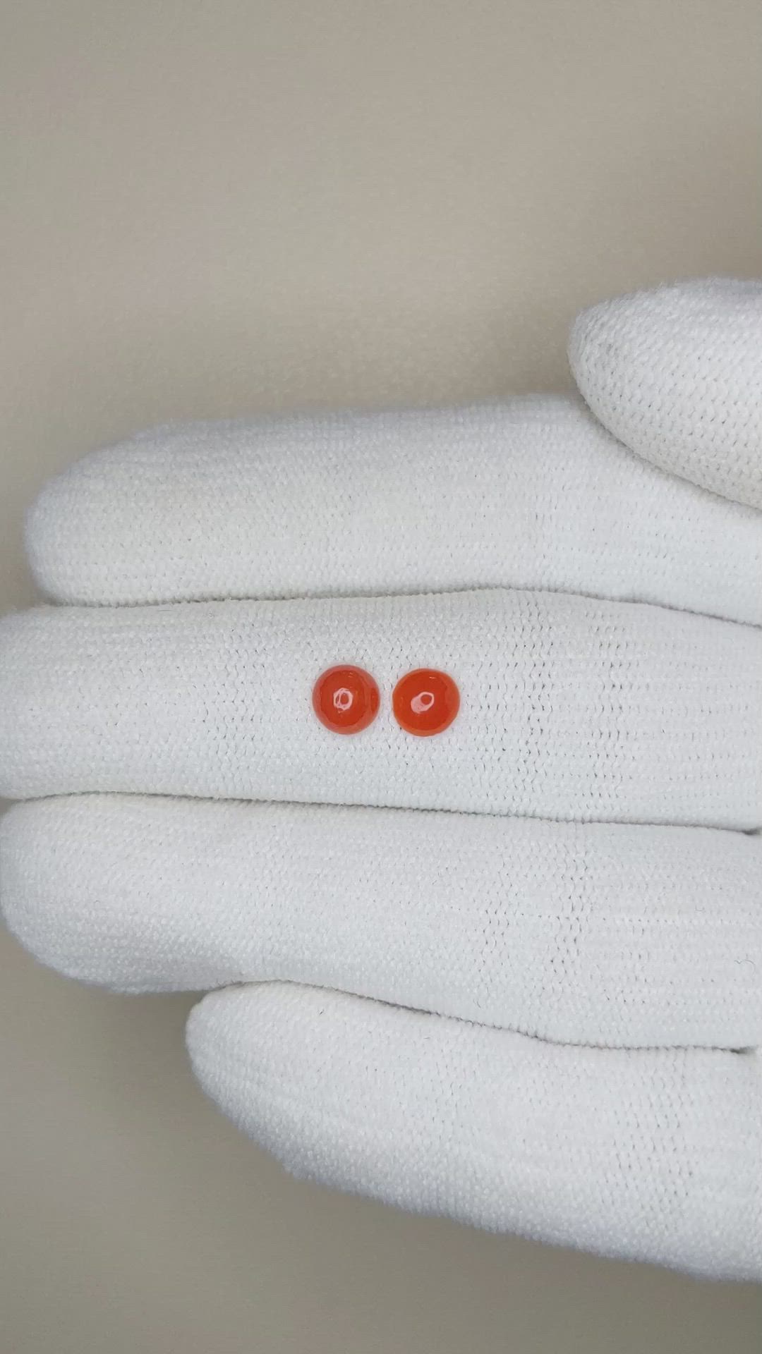 0.54&nbsp;Ct.Tw.Total Carat Weight Cabochon Coral Pair from Italy Size Video