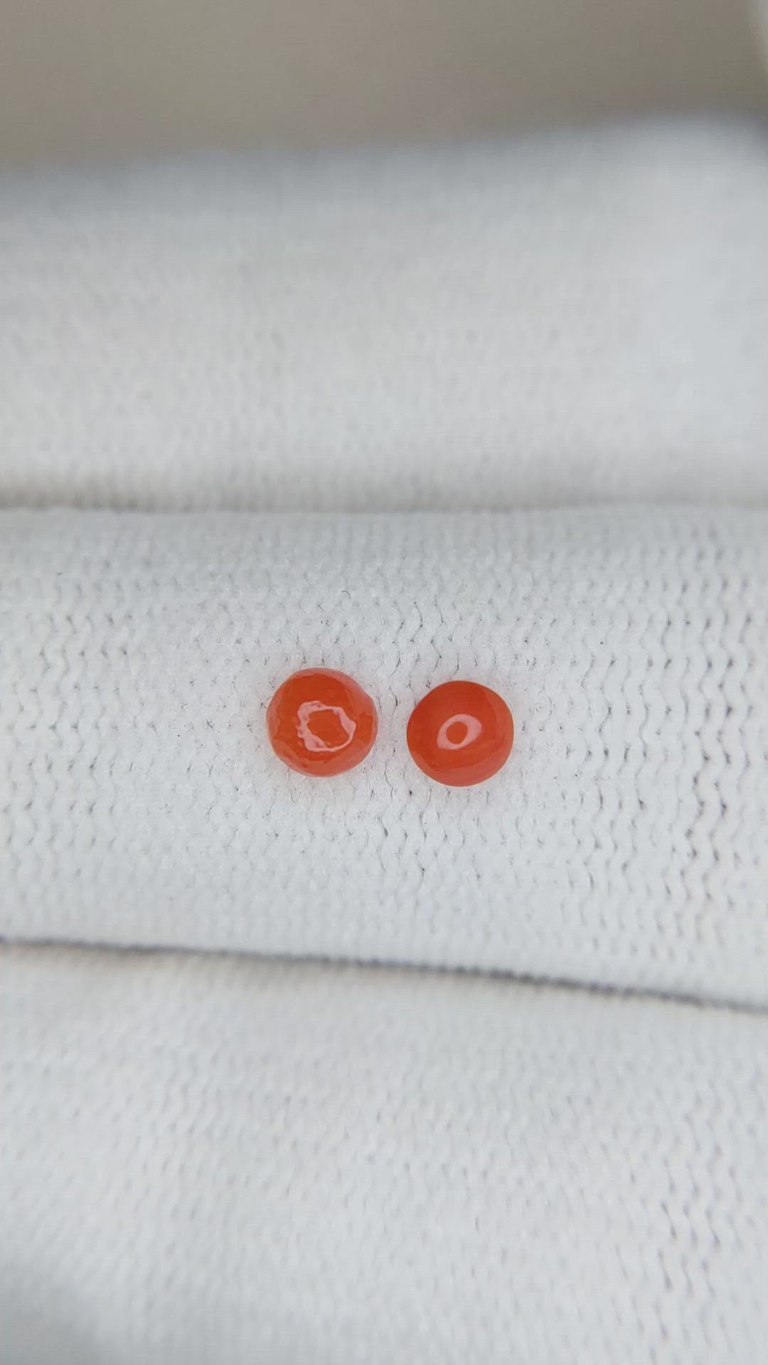 0.31&nbsp;Ct.Tw.Total Carat Weight Cabochon Coral Pair from Italy Size Video