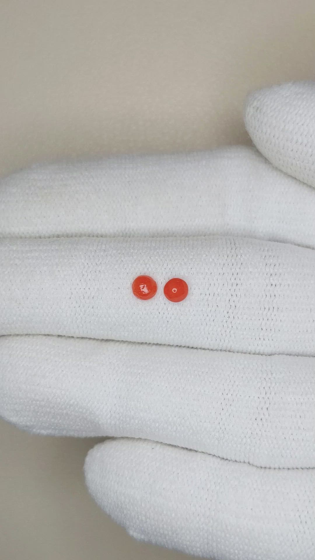 0.31&nbsp;Ct.Tw.Total Carat Weight Cabochon Coral Pair from Italy Size Video