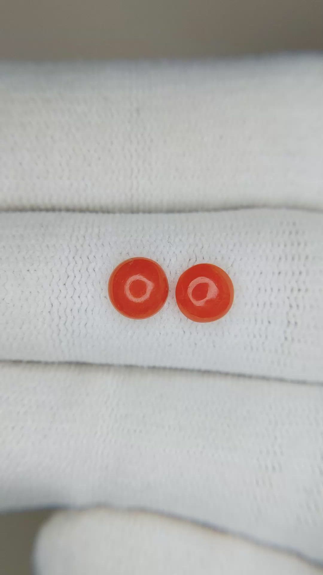 0.92&nbsp;Ct.Tw.Total Carat Weight Cabochon Coral Pair from Italy Size Video