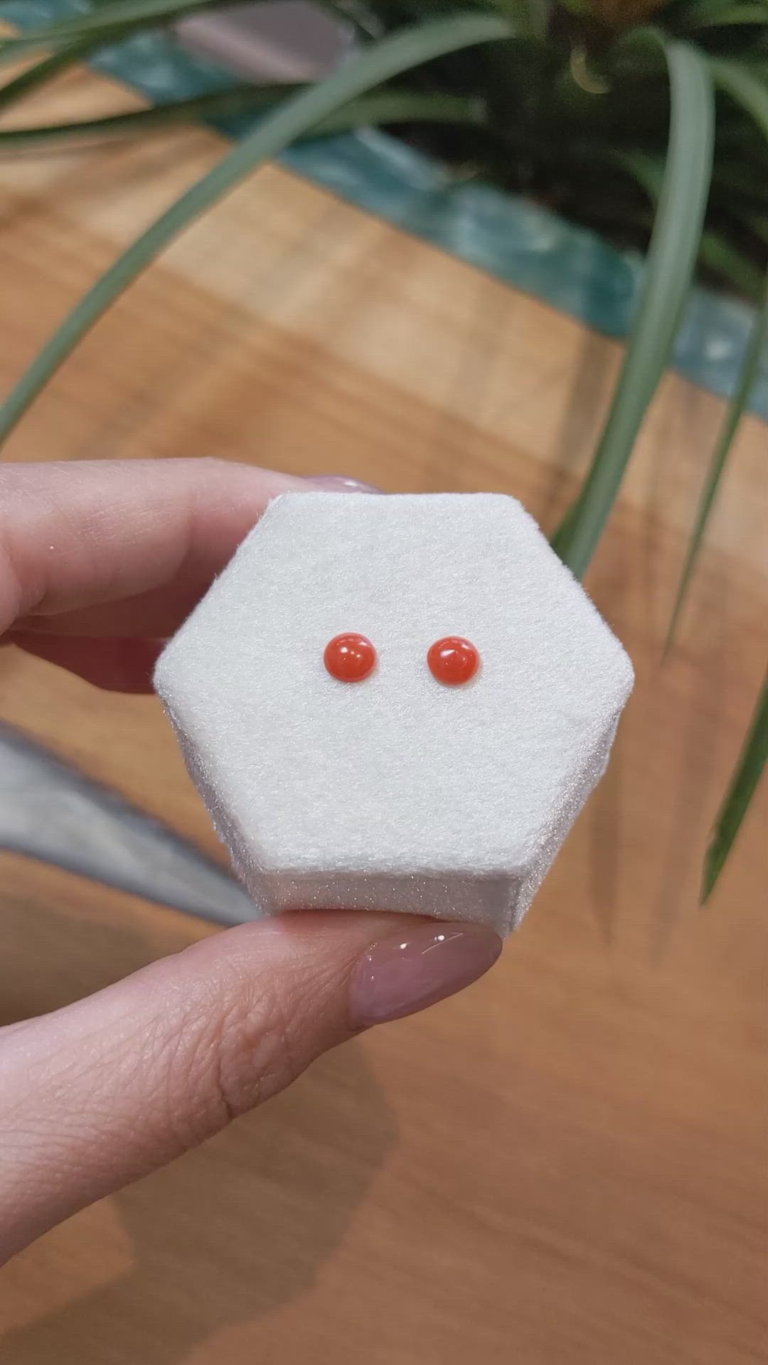 0.92&nbsp;Ct.Tw.Total Carat Weight Cabochon Coral Pair from Italy Size Video